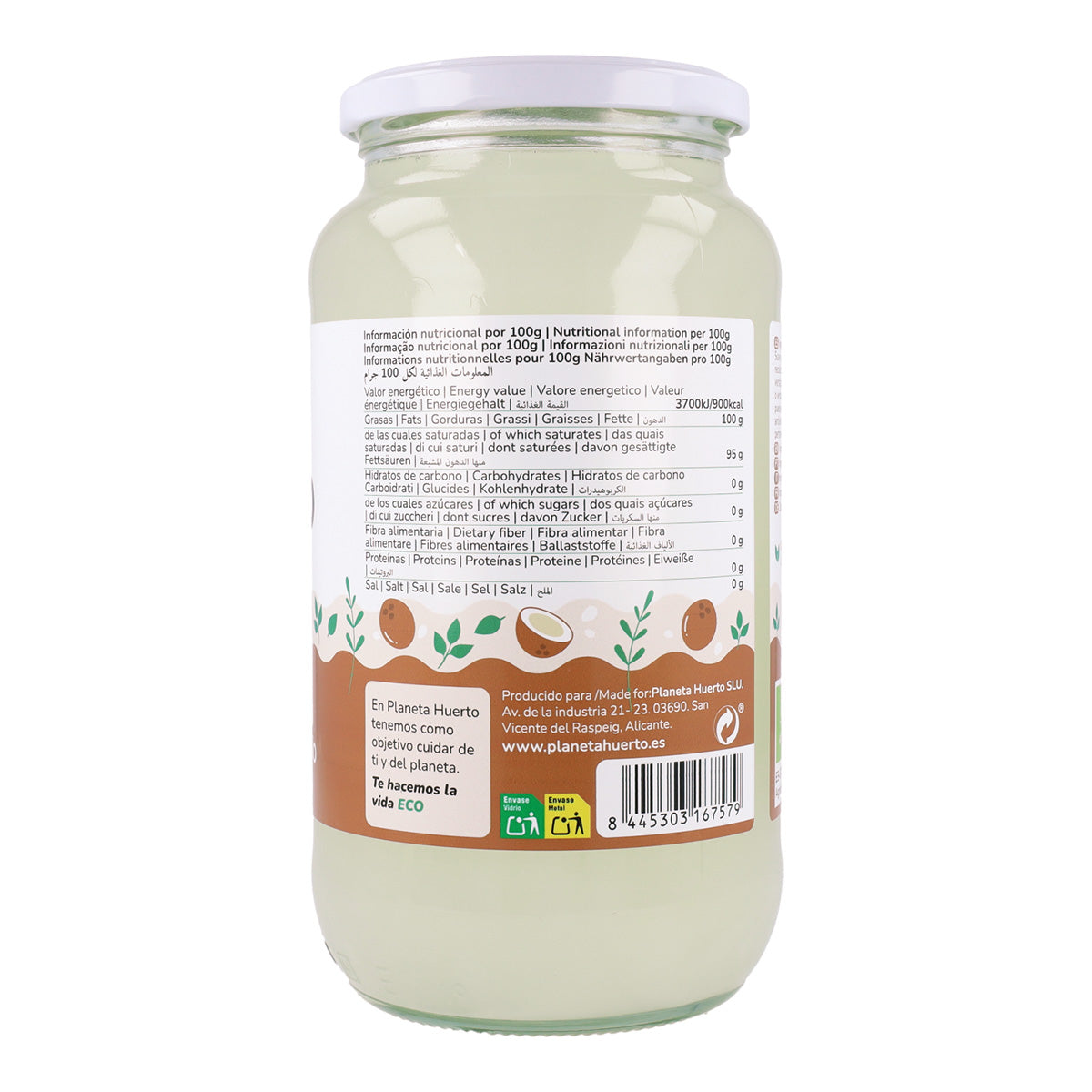 Pack 3x Aceite de coco virgen ECO Planeta Huerto 1L