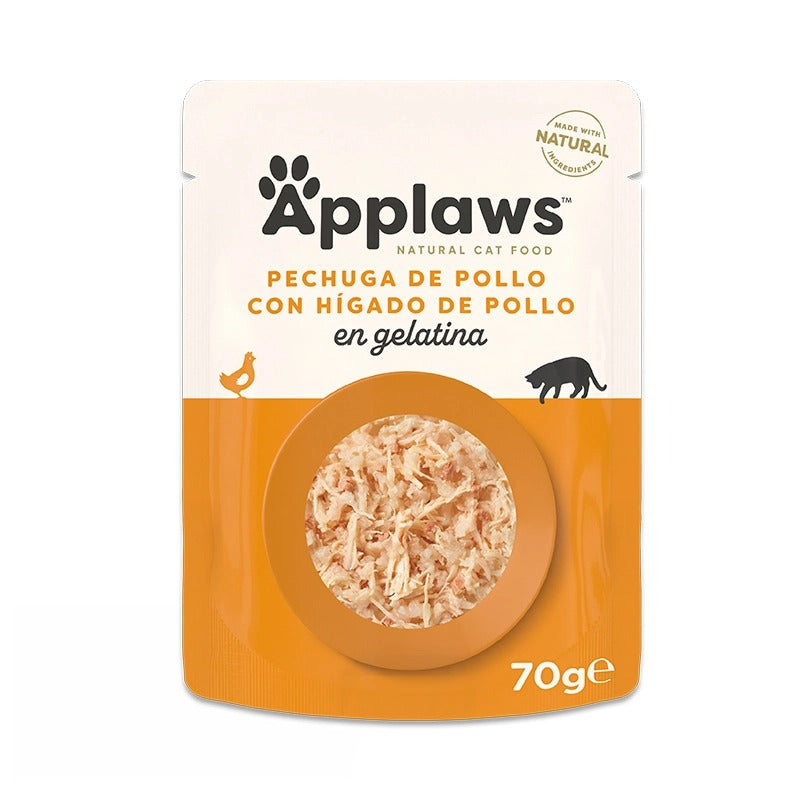 Nourriture humide pour chats Applaws Foie et poulet en gelée 70 g