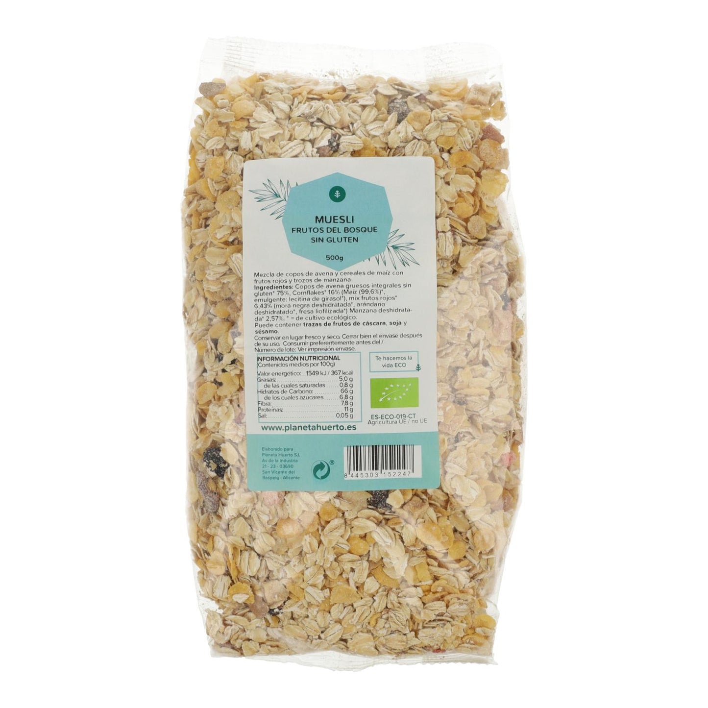 Muesli senza glutine Frutti di bosco ECO Planeta Huerto 500 g