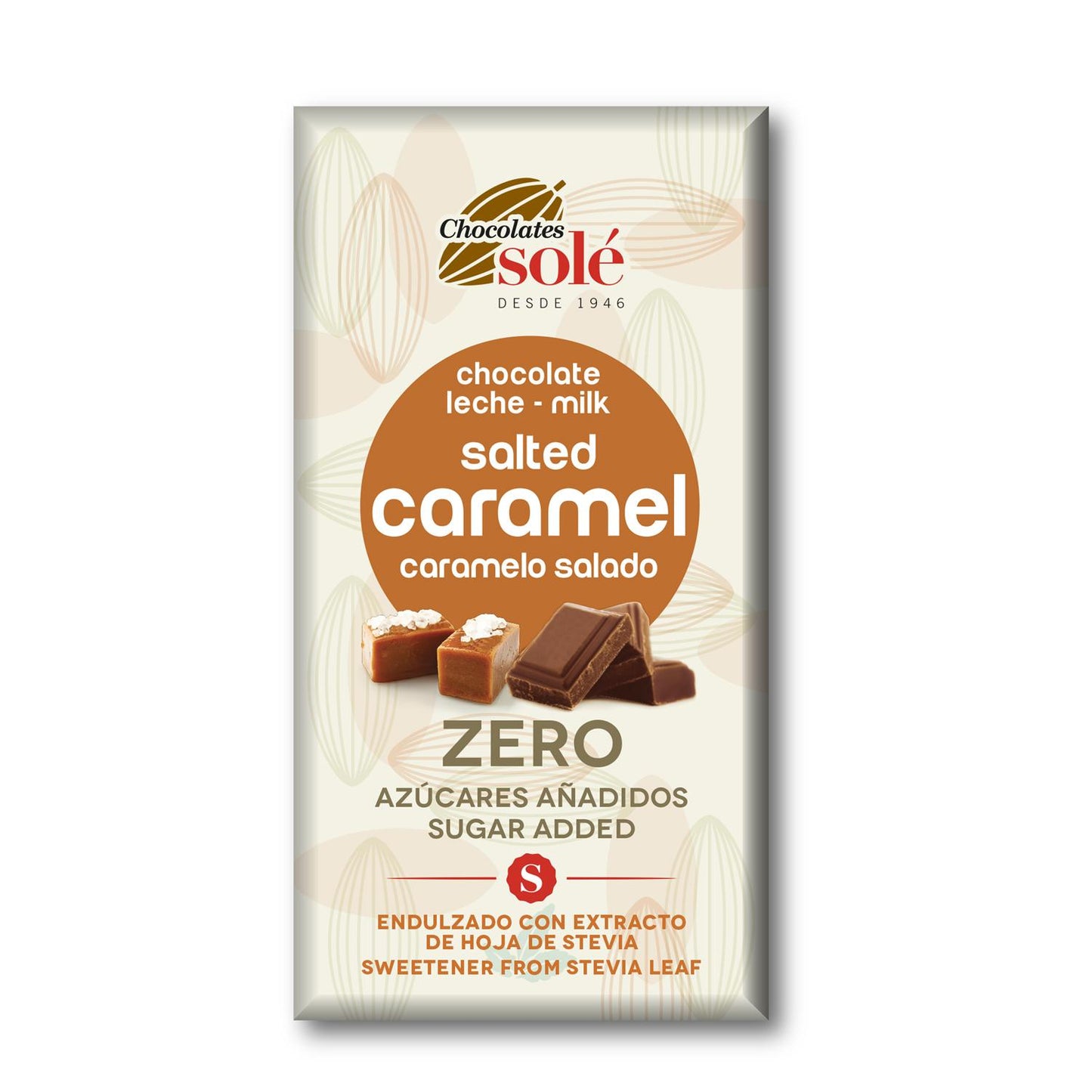 Tablette de chocolat au lait, stévia, caramel salé amer 100 g Solé