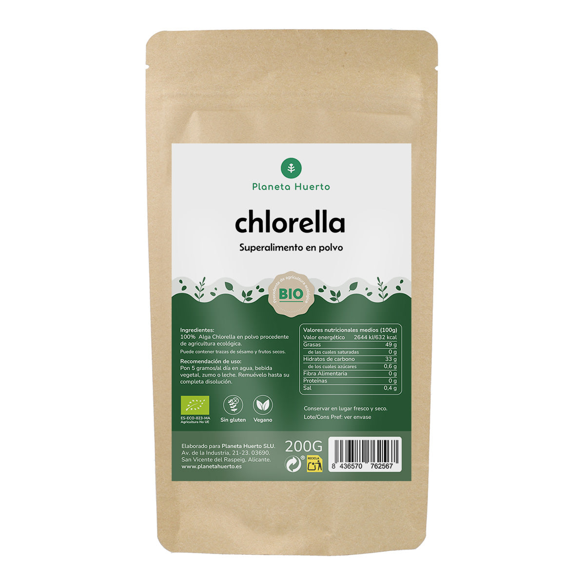 Clorella organica 400 mg Planeta Huerto 300 compresse