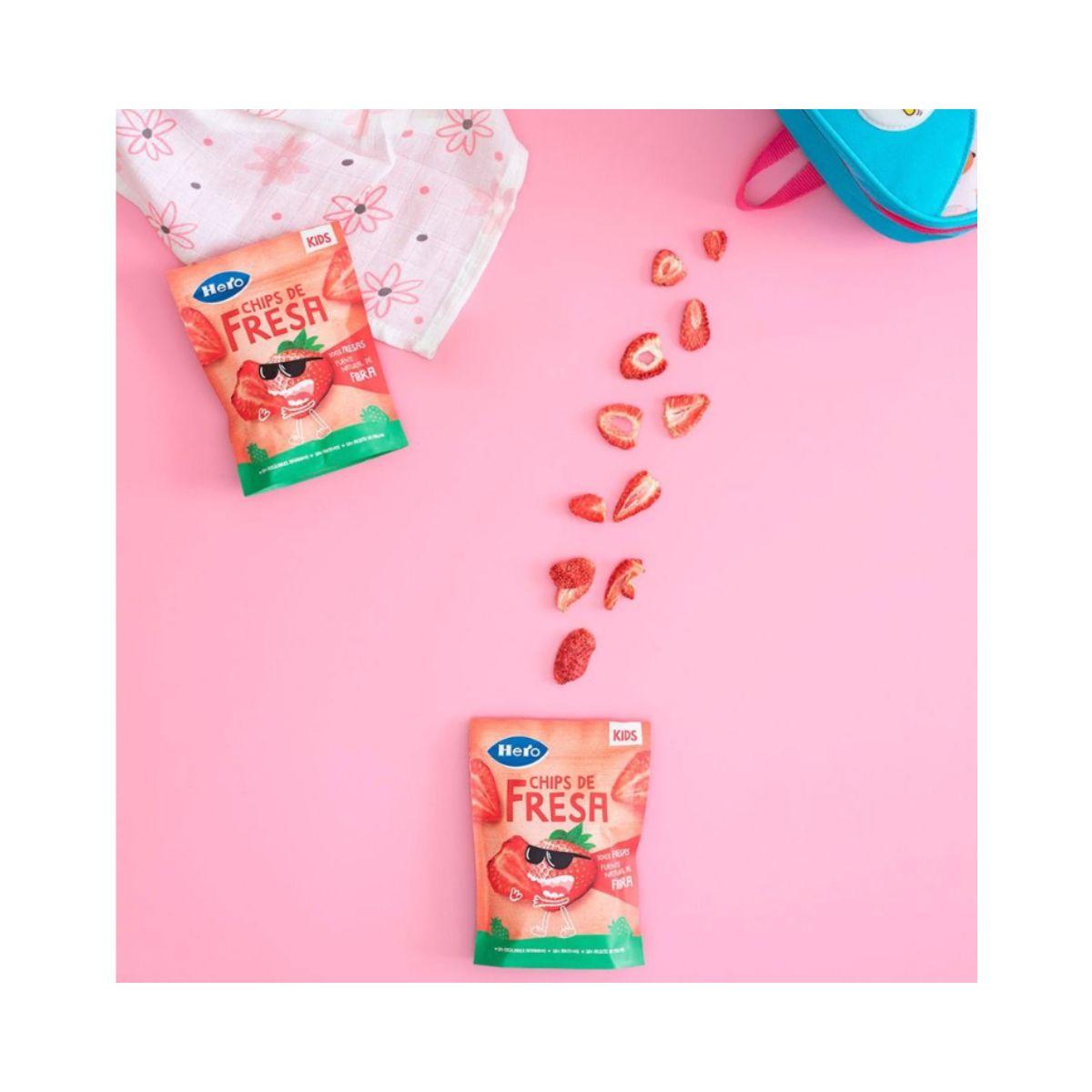 Confezione da 7 sacchetti di patatine alla fragola Hero Kids 12 g