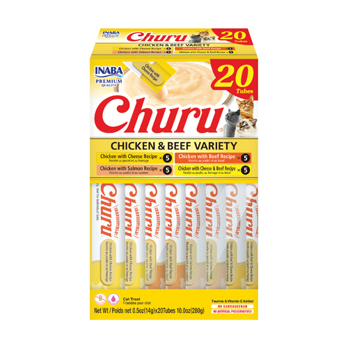 Churu Variétés de poulet et de bœuf Snack crémeux pour chats 20 x 14 g