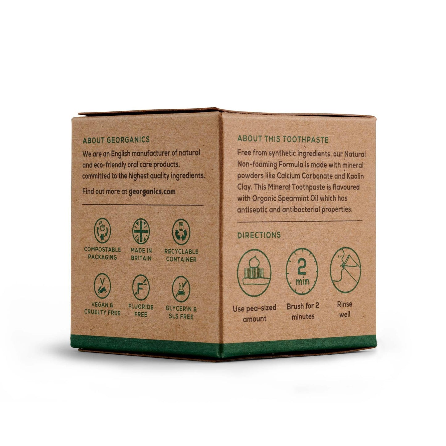 Natürliche Zahnpasta mit Pfefferminze und Kokosnuss Georganics 60 ml