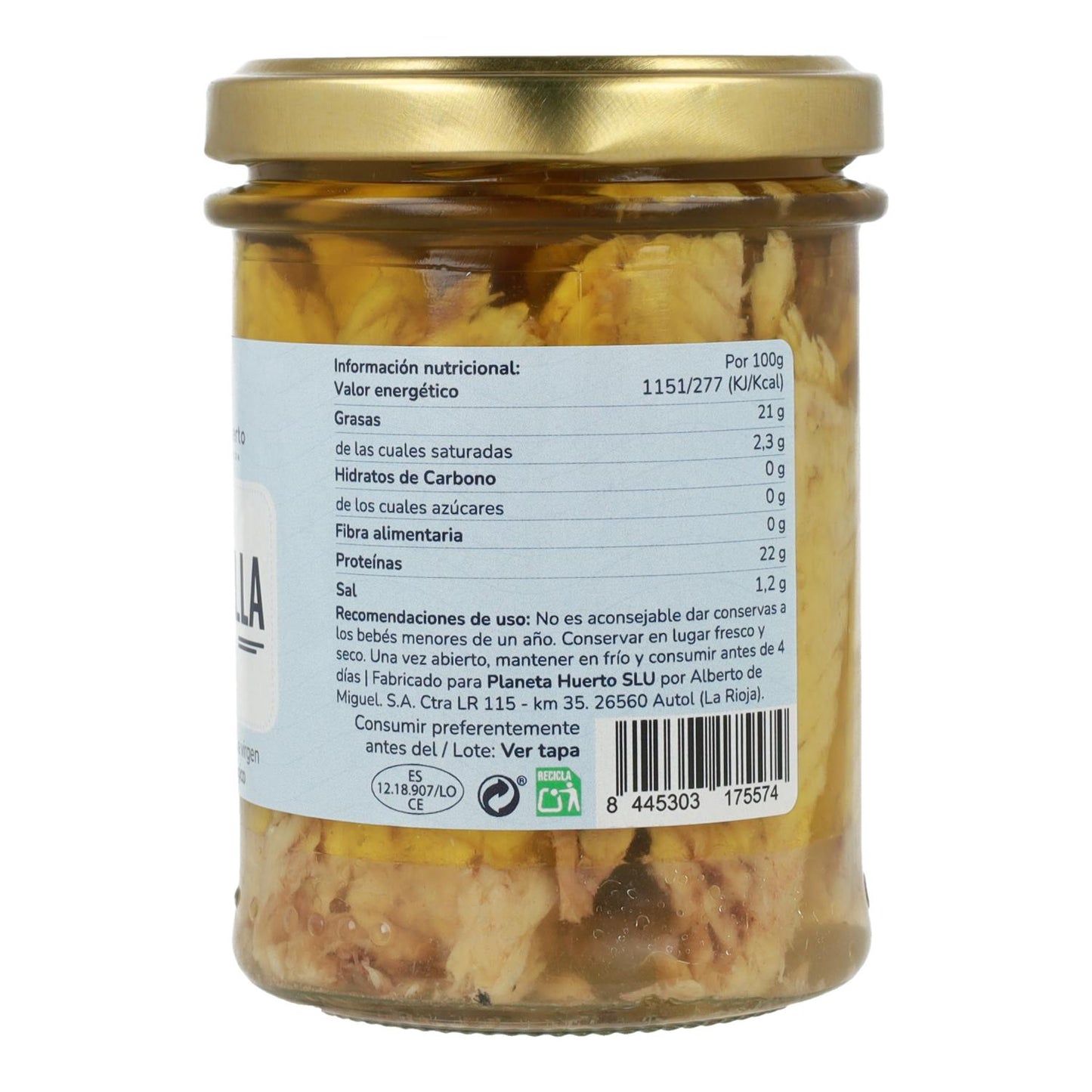 Pack 3x Caballa en aceite de oliva ECO Planeta Huerto 190 gr