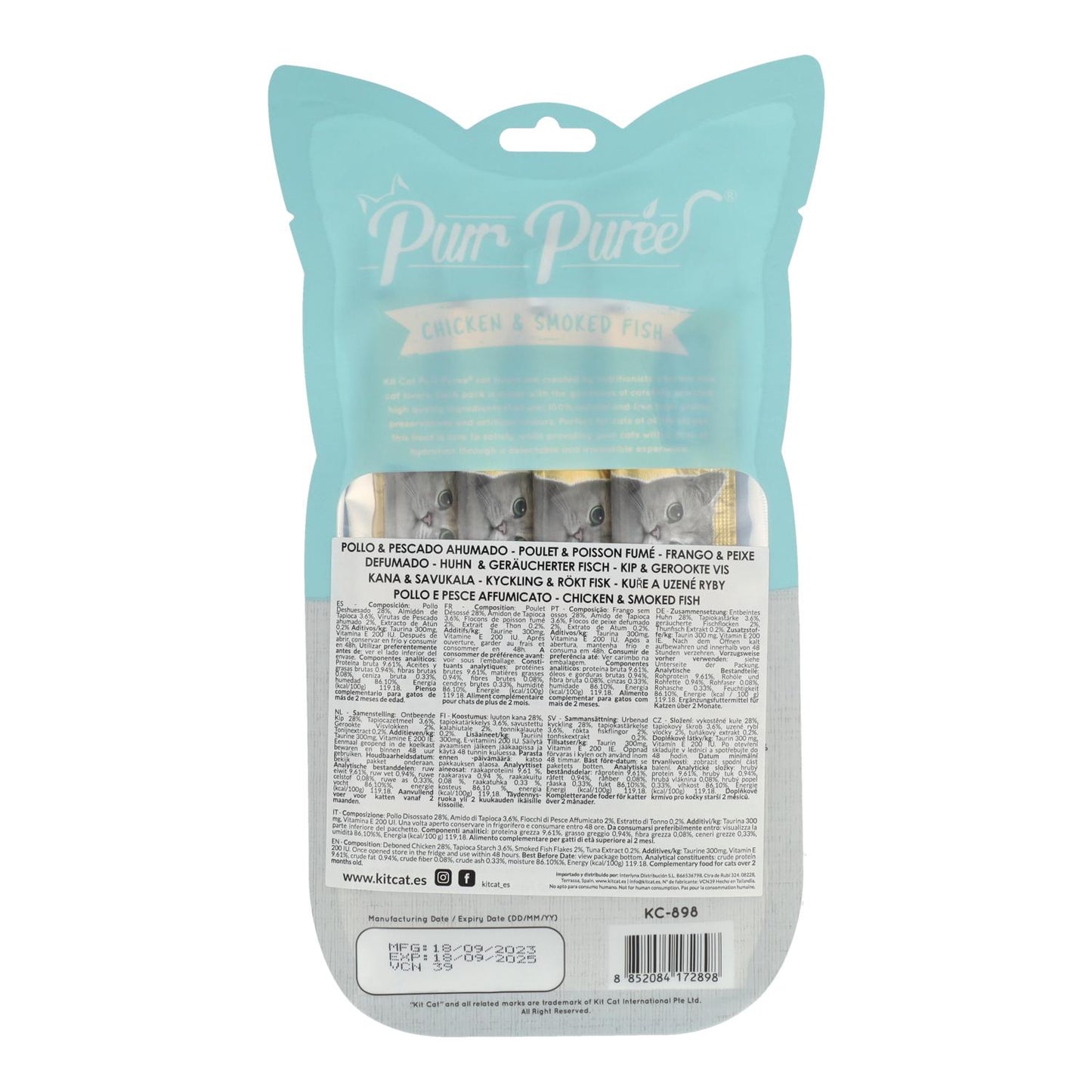 Kit Cat PurrPuree – Kyckling och rökt fisk 60 g Krämig snack för katter