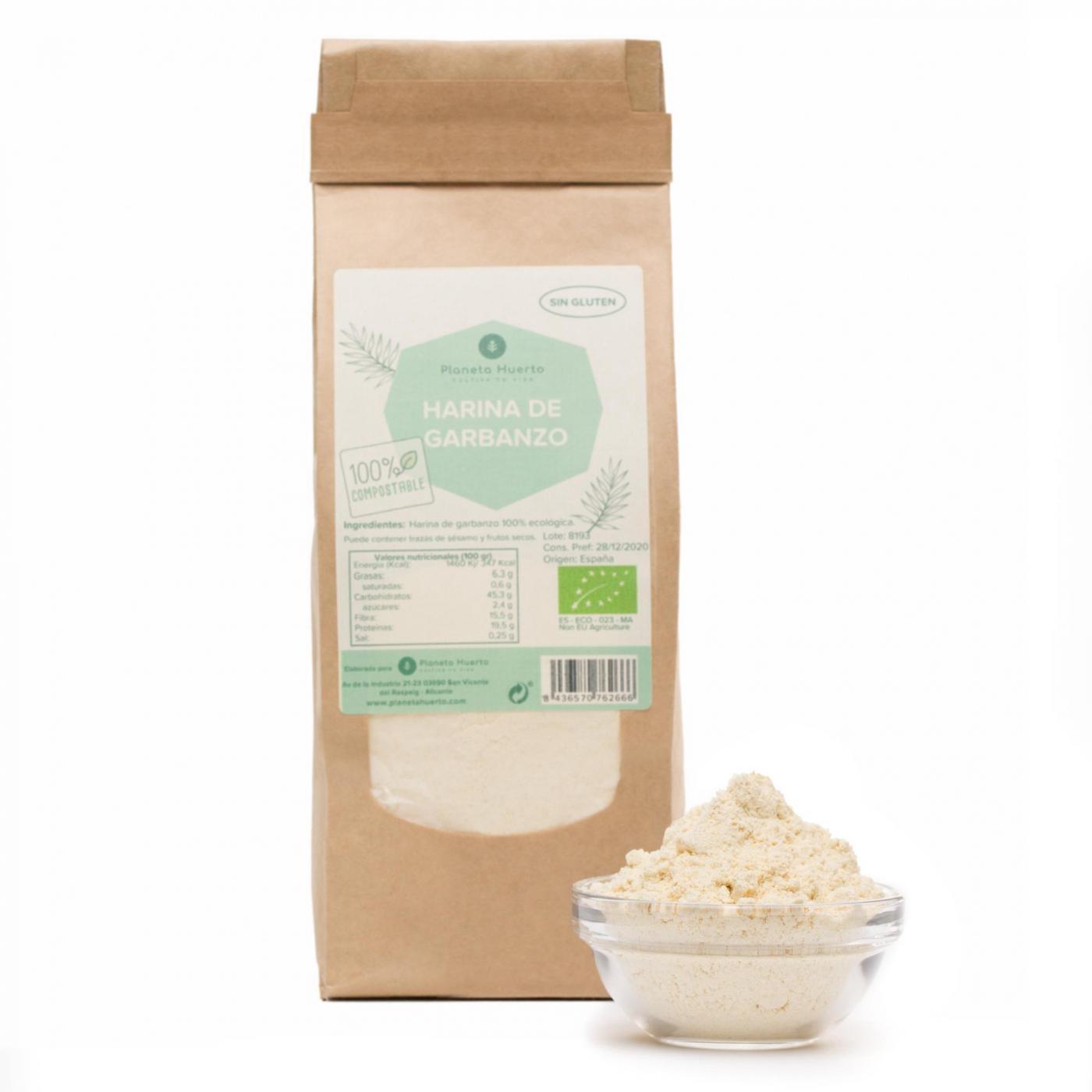Förpackning 2x Kikärtsmjöl Glutenfritt ECO Planeta Huerto 1 kg