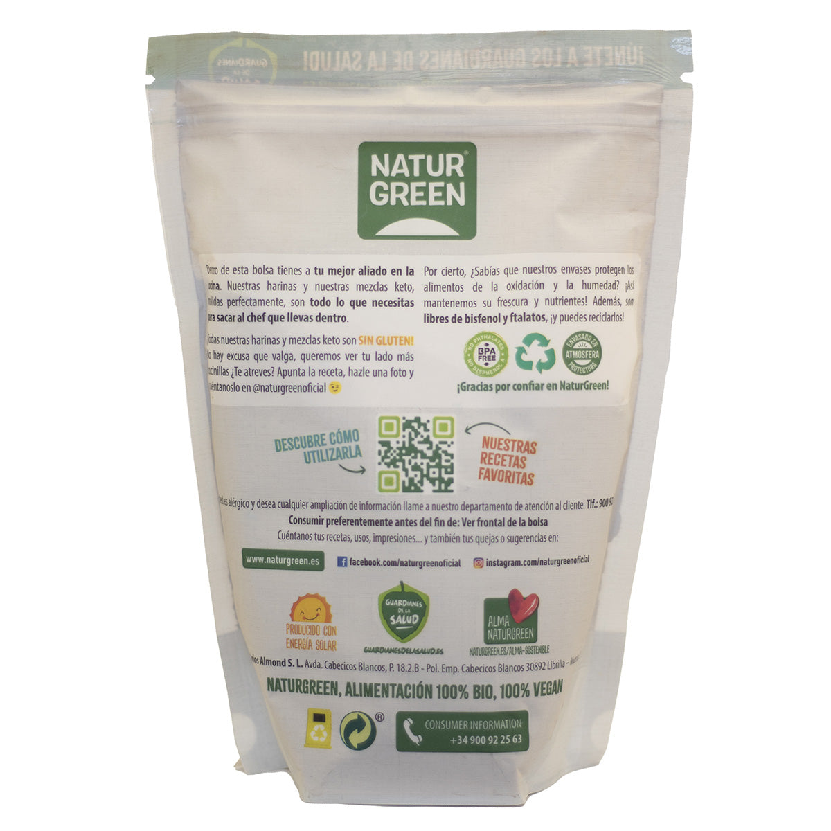 Farine de caroube bio sans gluten NaturGreen 500 g