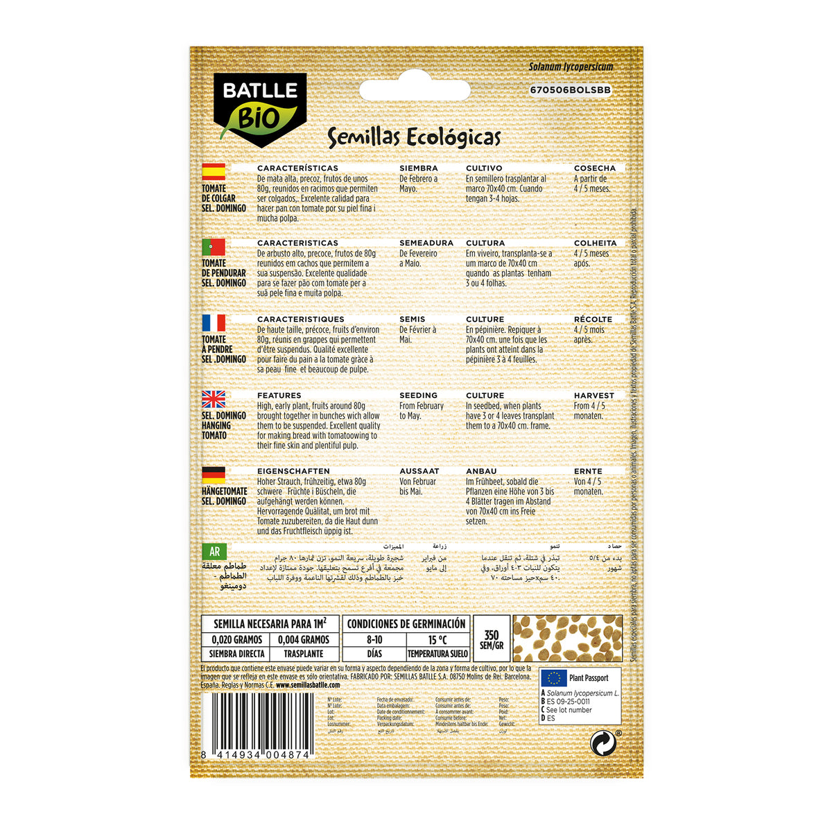 Graines de tomates à suspendre sélection Domingo écologiques Batlle