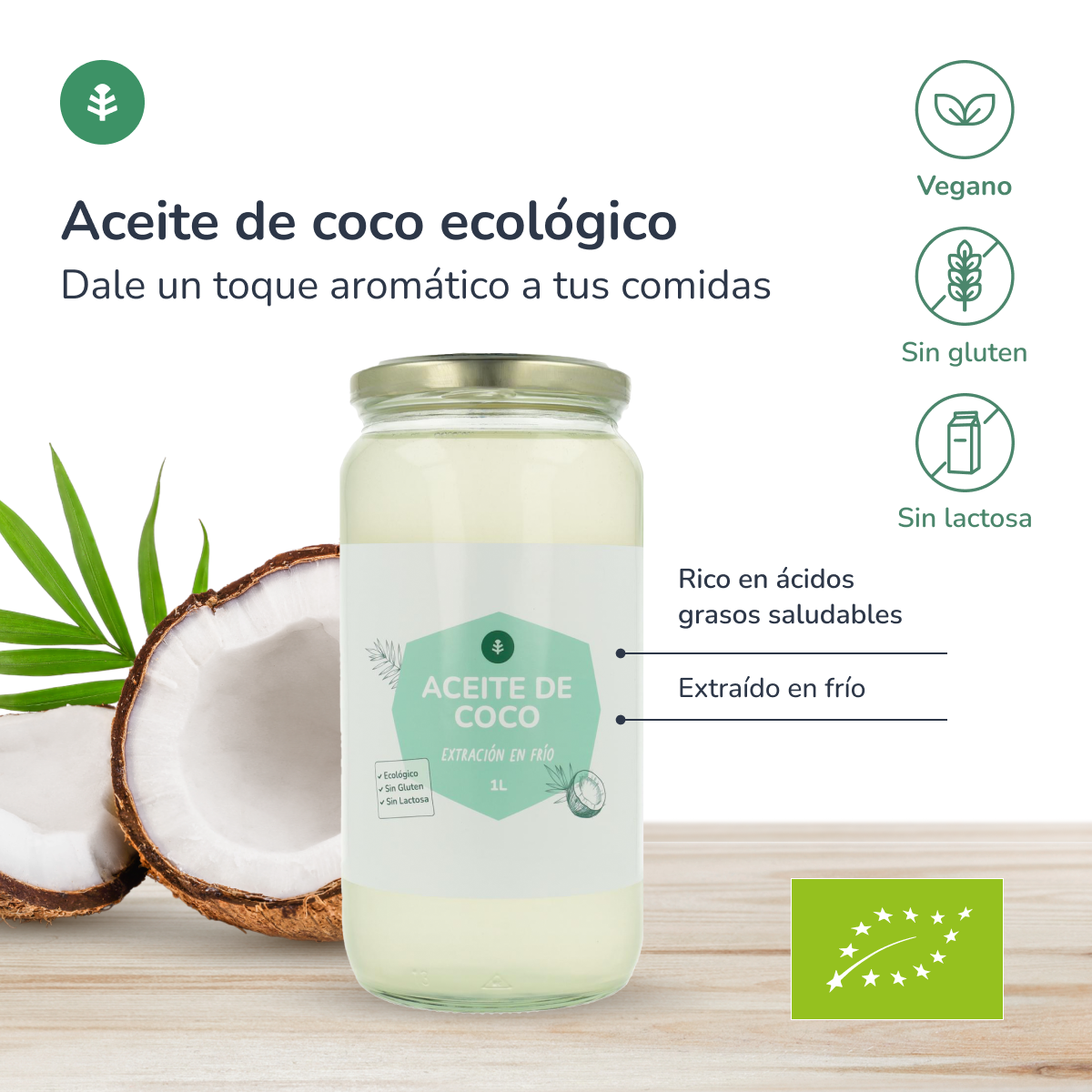 Jungfru kokosnötsolja ECO Planeta Huerto 1L