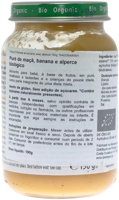 Öko-Glas mit Apfel, Banane und Aprikose +6 Monate Holle 190 g