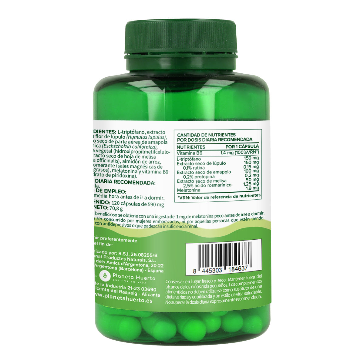 Confezione 2xComplesso di melatonina Planeta Huerto 120 capsule