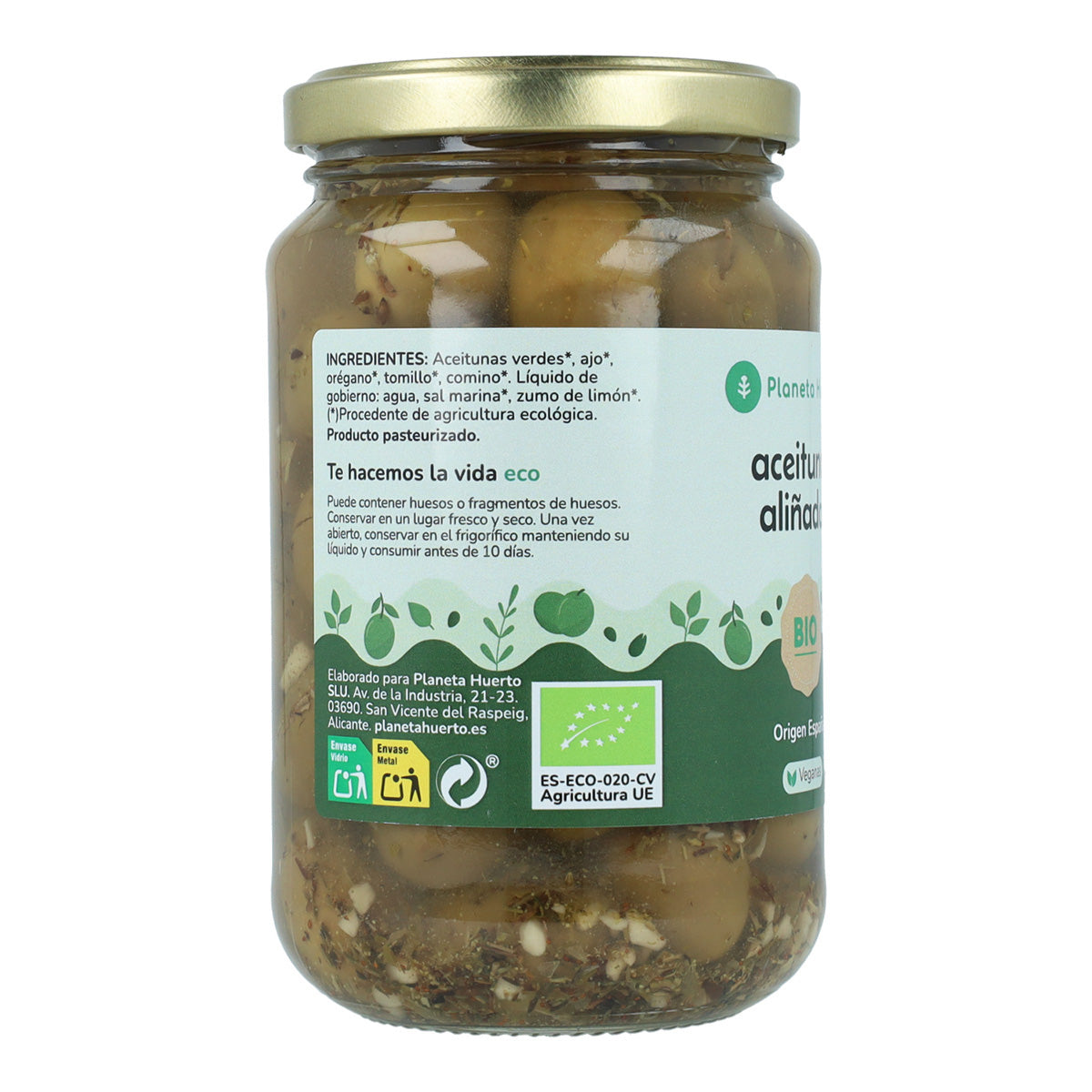 Oliwki zielone sezonowane Eco Planeta Huerto 390g
