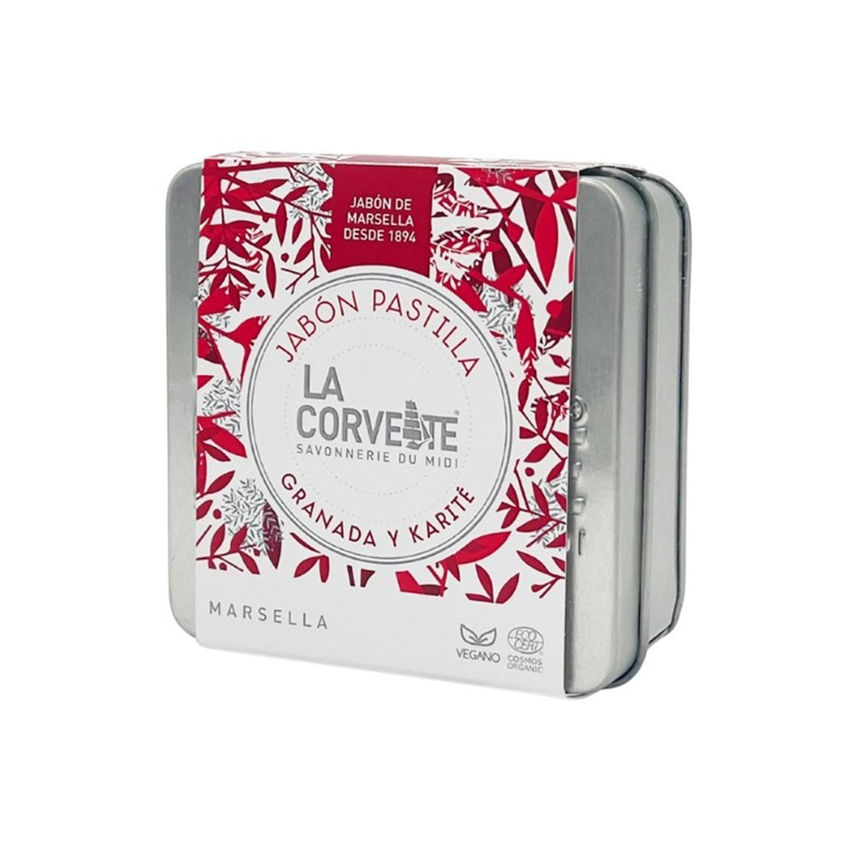 Metallgeschenkbox mit Granatapfel- und Sheabutter-Seife La Corvette