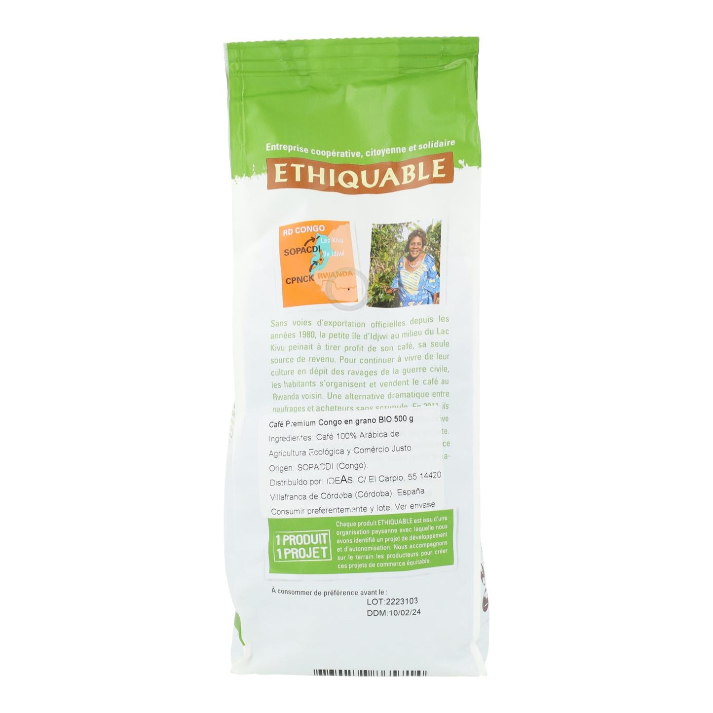 Caffè Premium in grani Congo 100% Arabica di alta qualità BIO 500 g