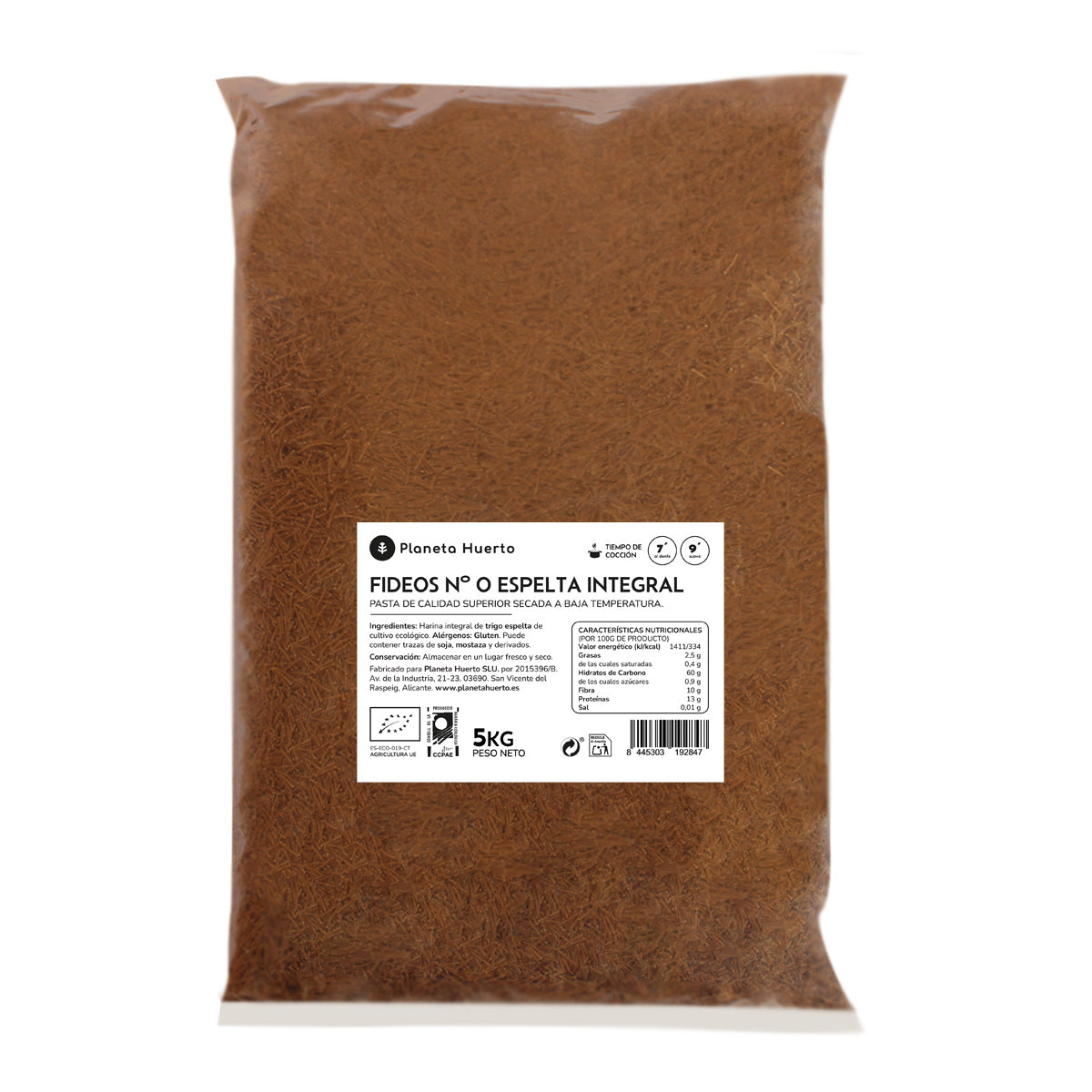 Pâtes n° 0 à l'épeautre complet ECO Planeta Huerto 5 kg