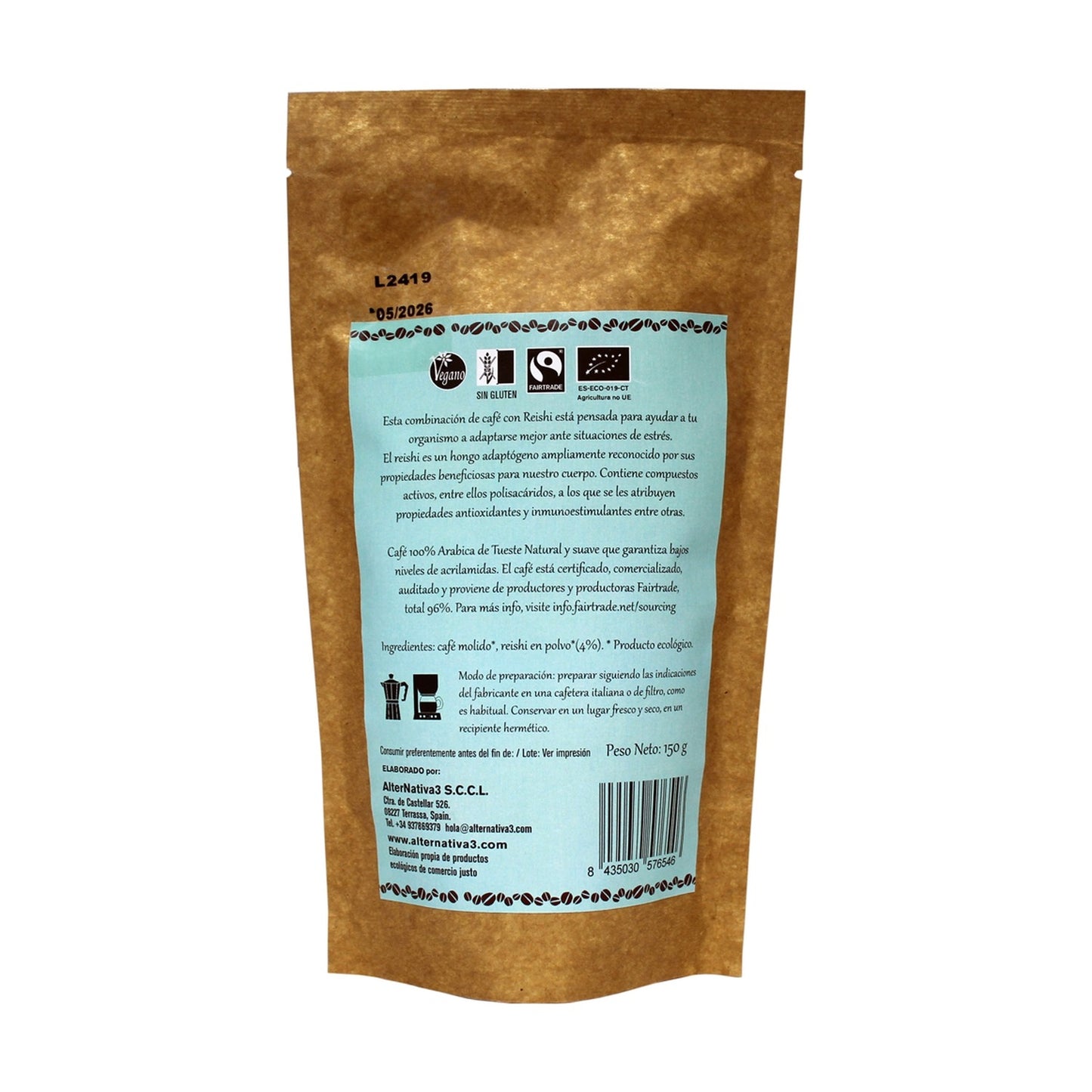 Kaffe med malet lejonmanke BIO Alternativa3 150 g