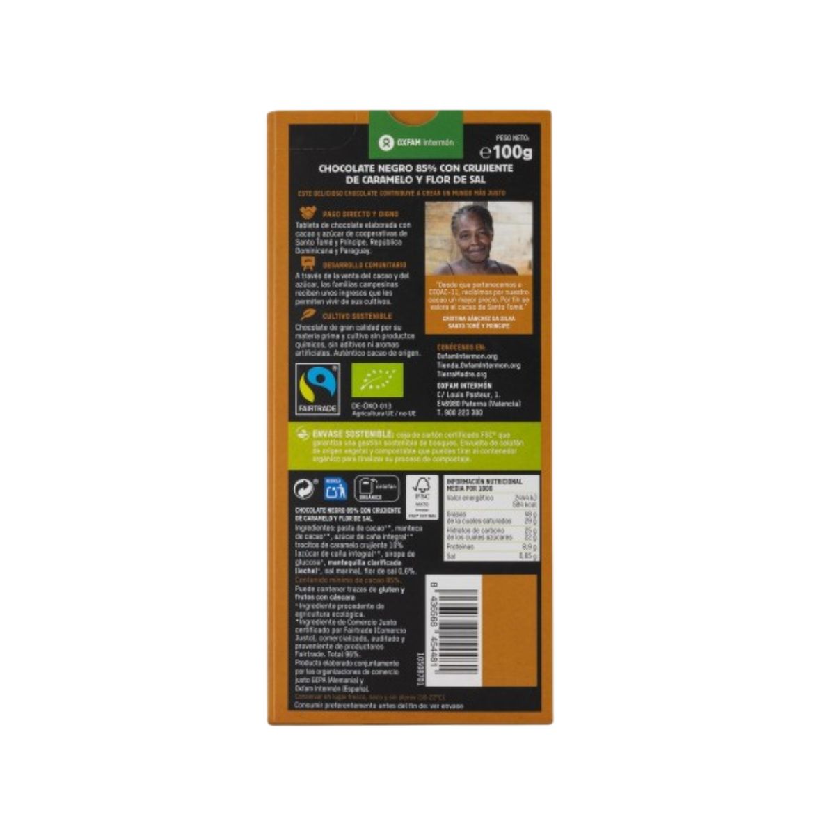 Pure chocoladereep 85% karamel en fleur de sel Tierra Madre 100 g