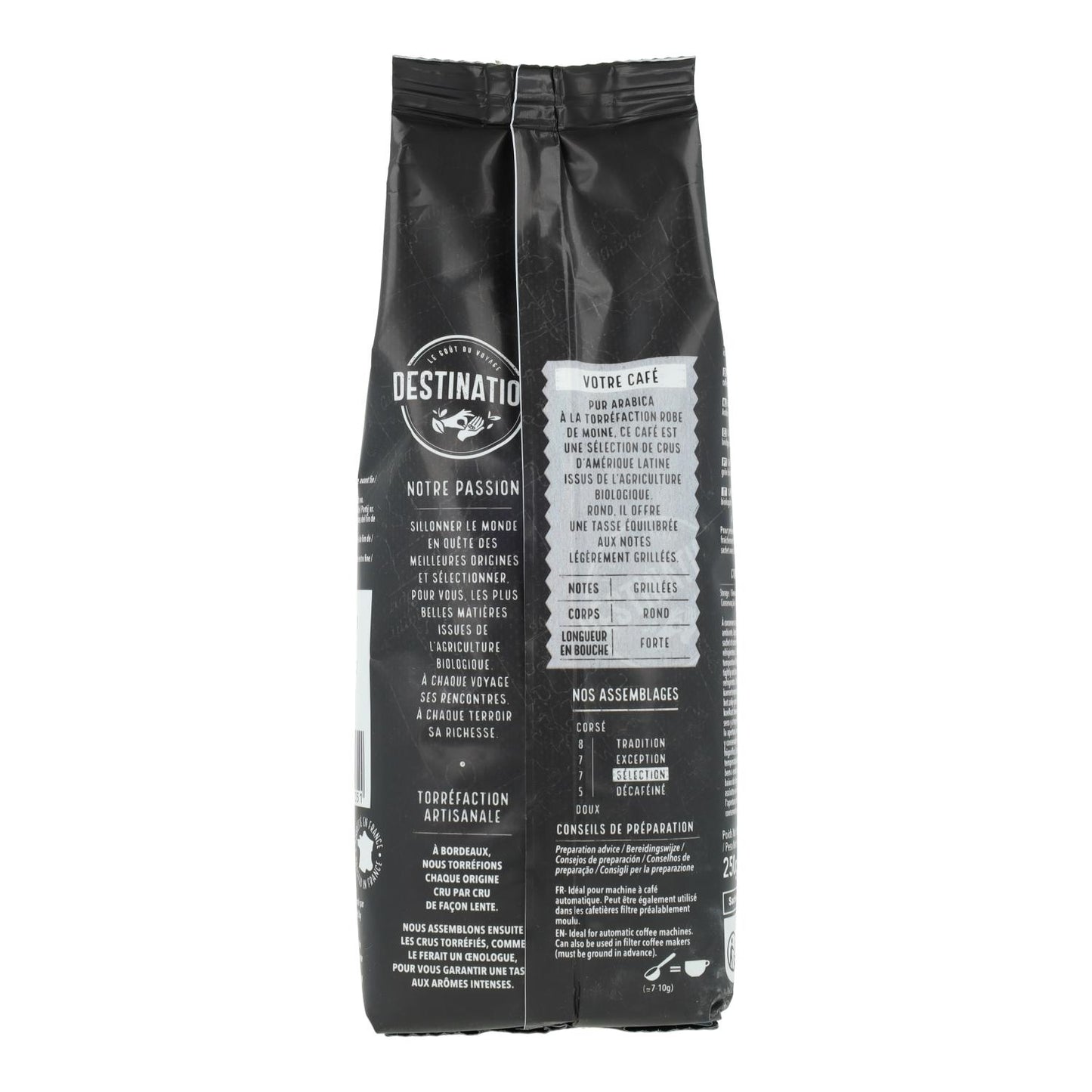 Café en grains sélection 100 % Arabica bio Destination 250 g