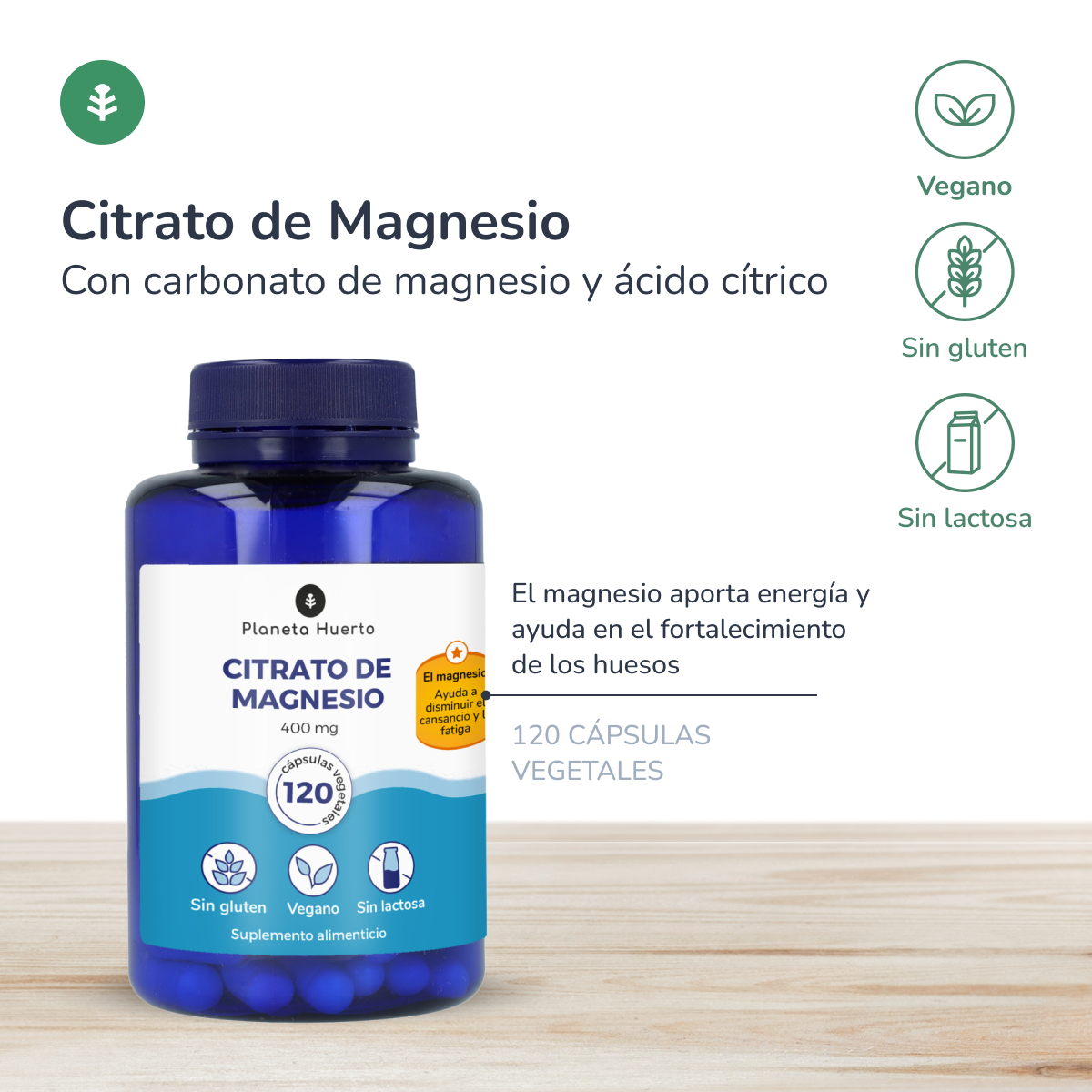 Magnesio Citrato Planeta Huerto 120 Cap.