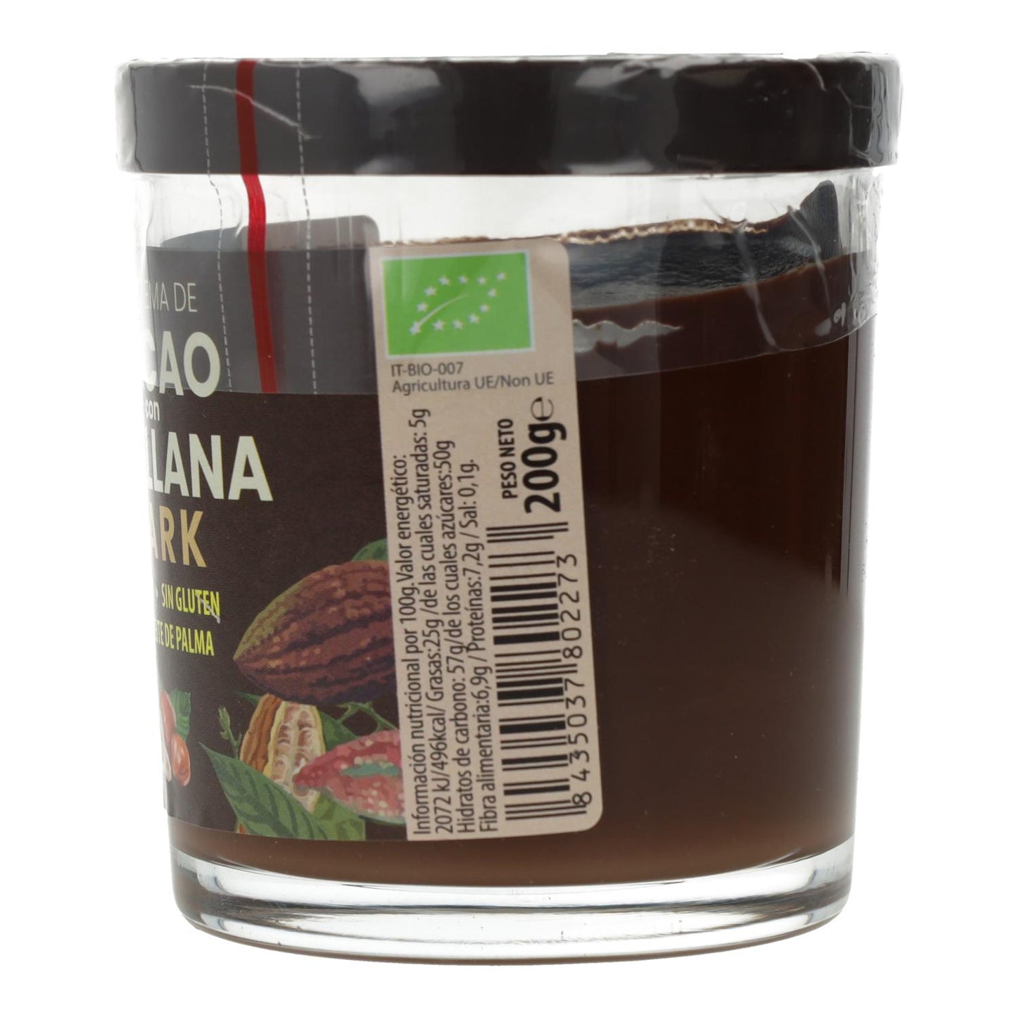 Vegane dunkle Kakaocreme mit Bio-Haselnüssen Sol Natural 200 g