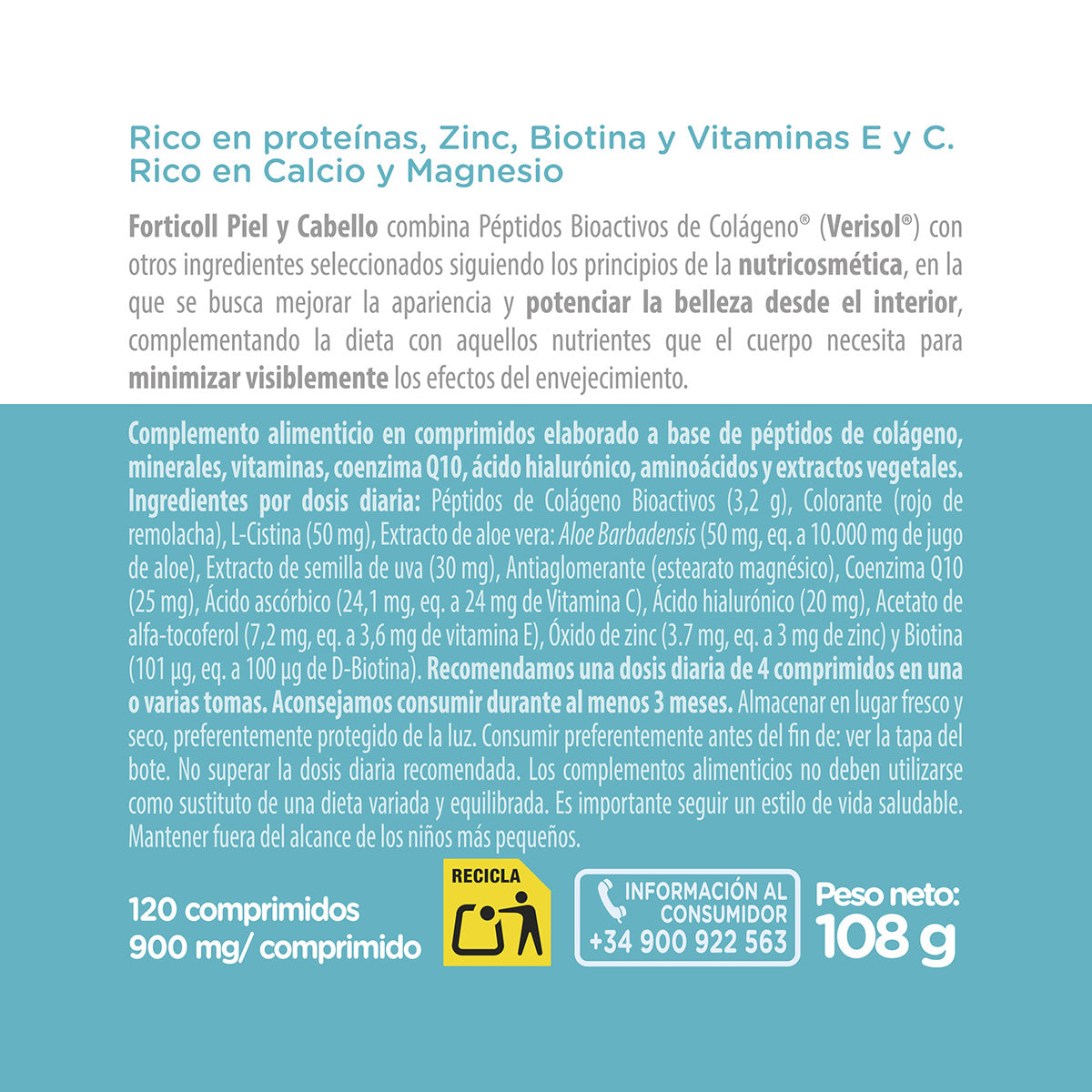 Bioaktives Kollagen für Haut und Haar Forticoll 120 Tabletten