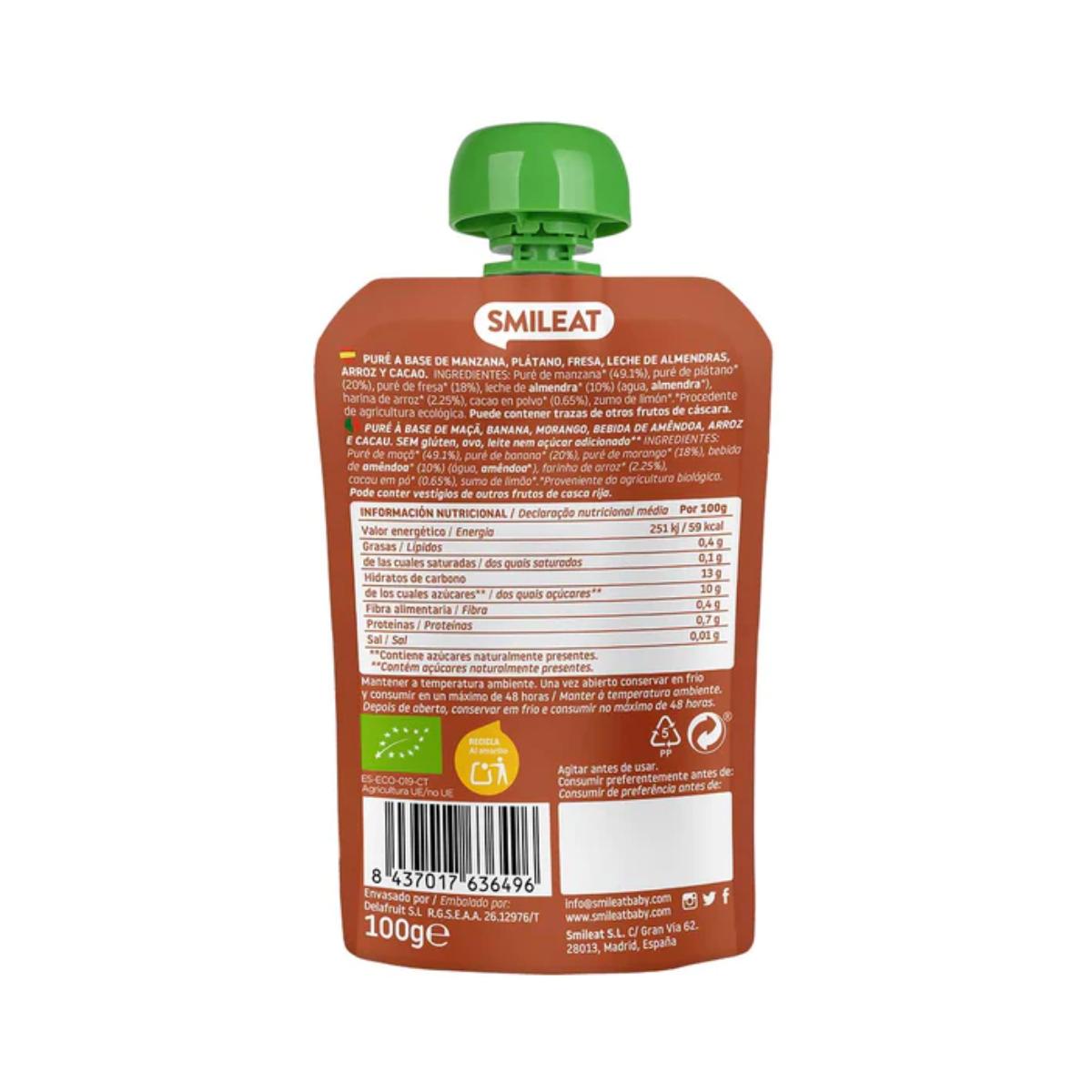 Pouch Amandel, cacao en aardbei ECO Smileat, 100 g