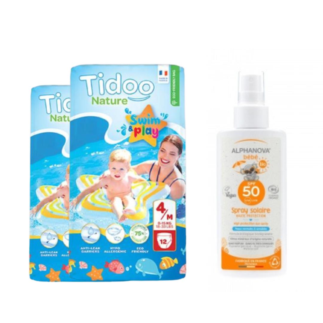 Pack x2 Swimmers Couches pour le bain T4 (8-15 kg) Tidoo + Crème solaire pour bébé SPF 50 Alphanova 125 ml