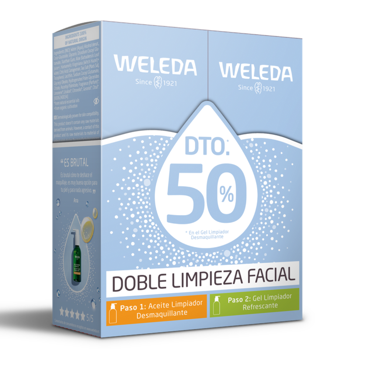 Pack promotionnel nettoyant visage Weleda huile + gel 150 ml/unité