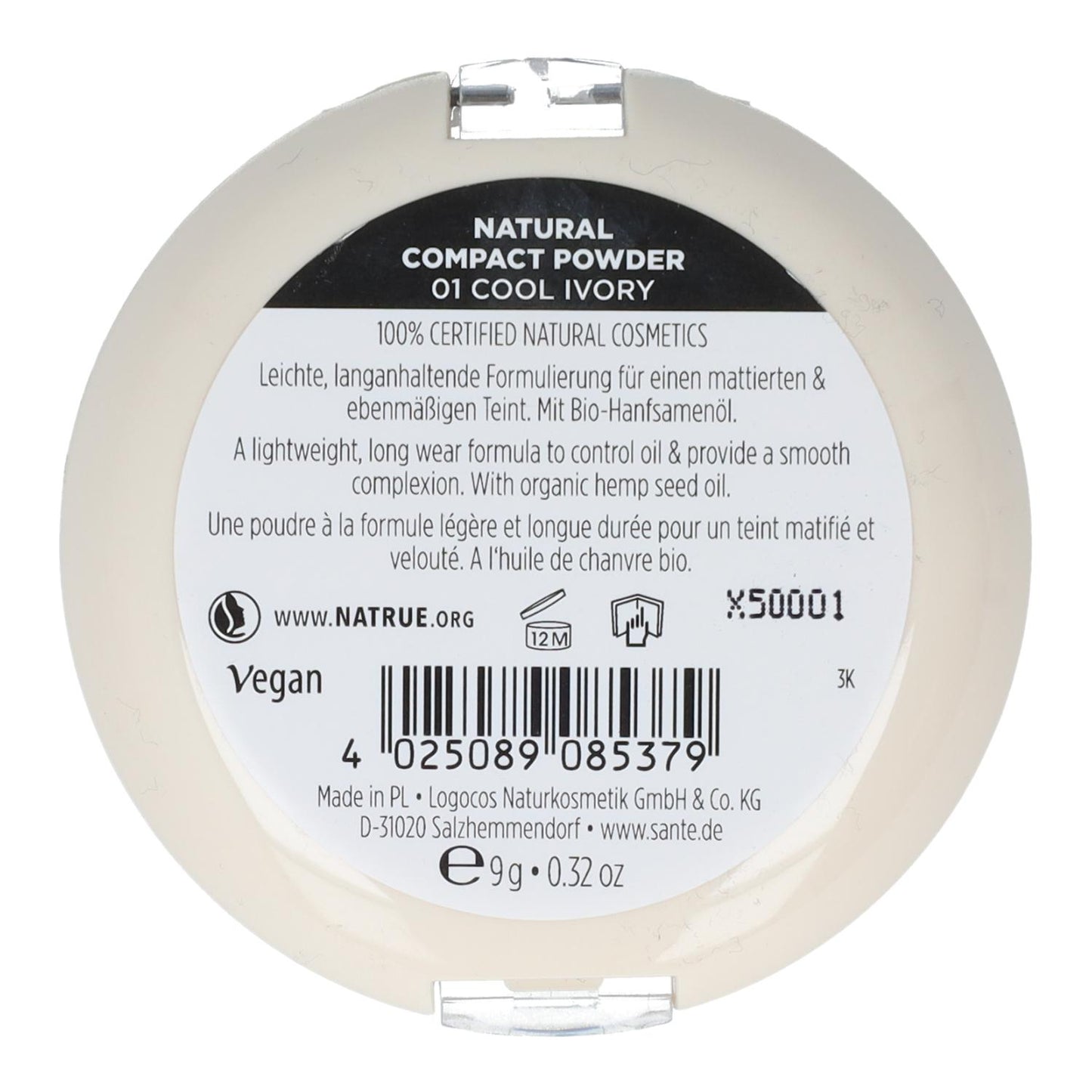 Maquillage compact 01 Cool Ivory Sante 9 g