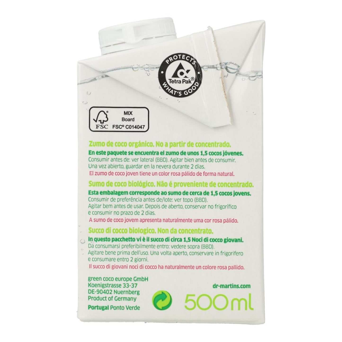 Naturlig kokosnötdryck Dr. Martins 500 ml