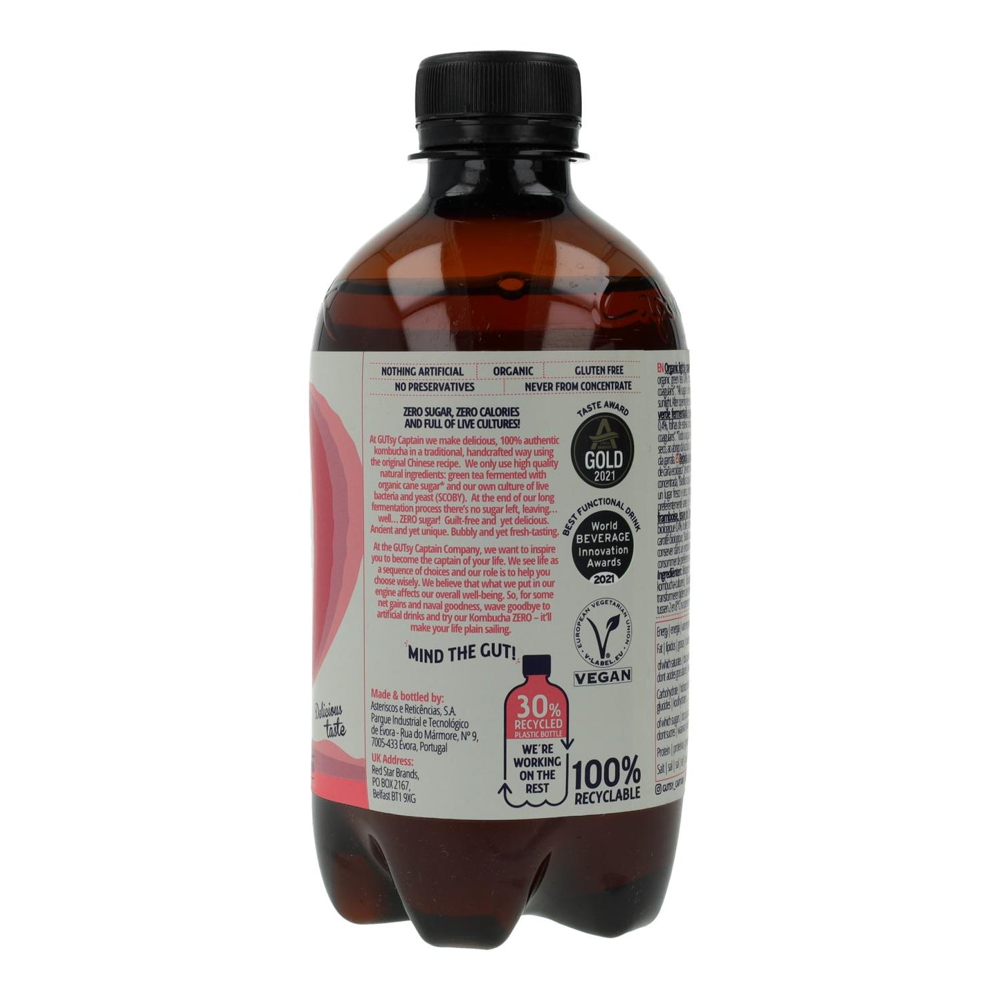 Captain Kombucha Zero Organic Raspberry 400 ml