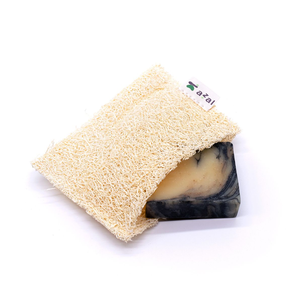 Étui porte-savon en luffa. Idéal pour voyager.