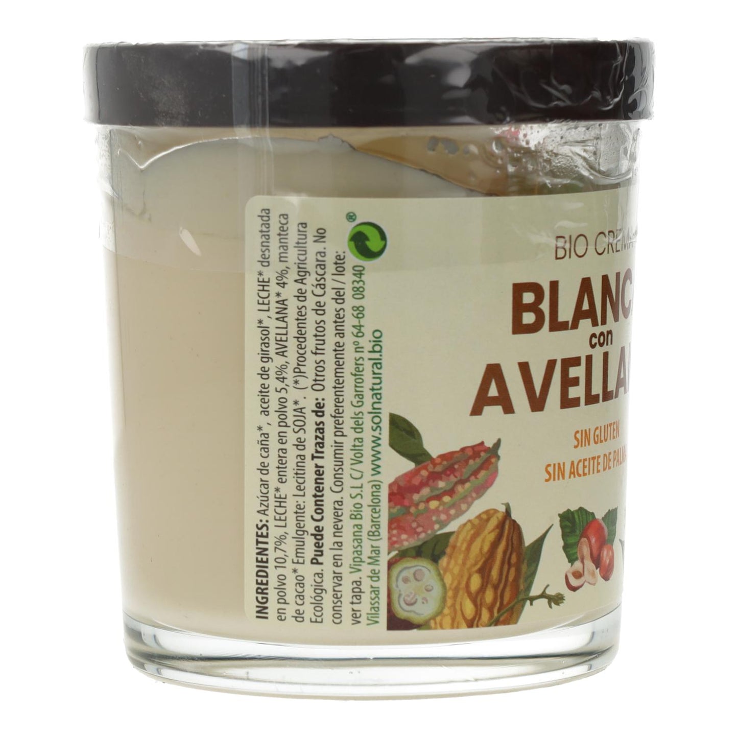 Weiße Creme mit Bio-Haselnüssen Sol Natural 200 g
