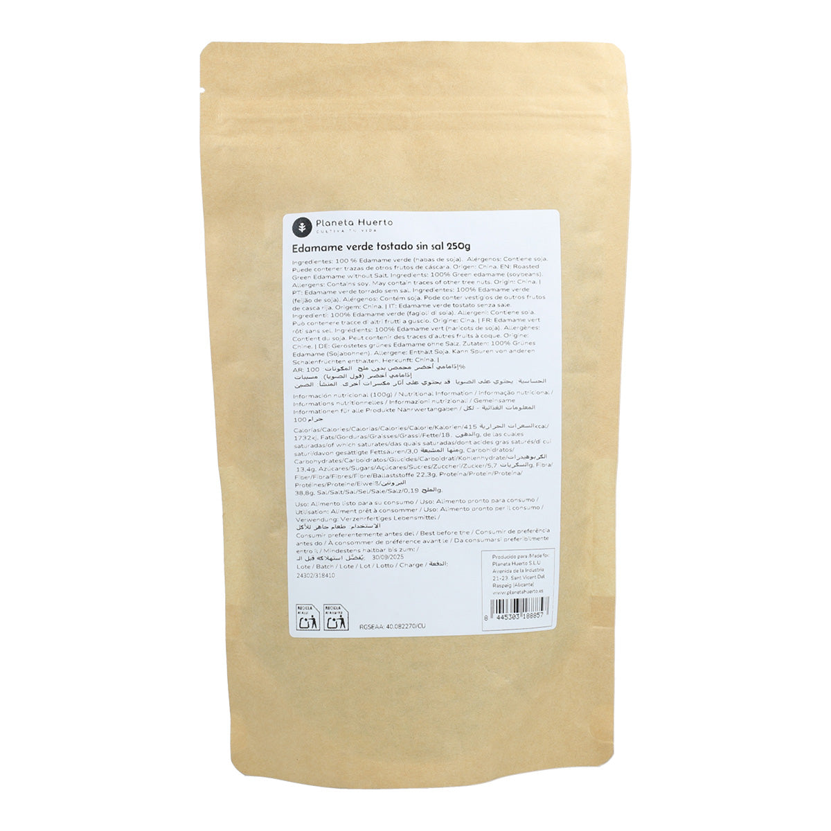 Niesolone prażone zielone edamame Planeta Huerto 250gr