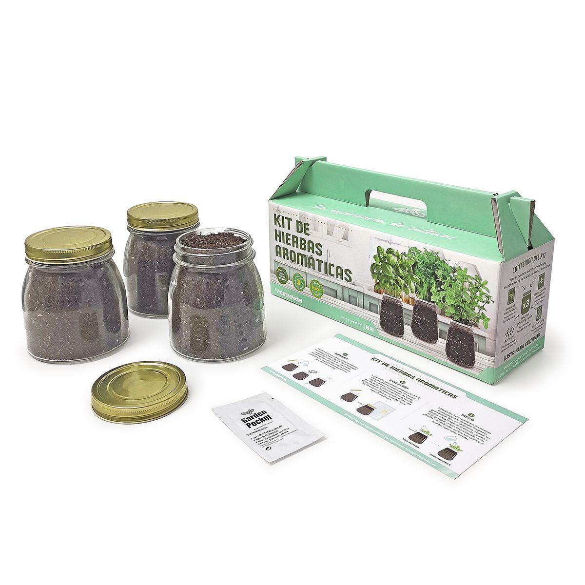 Kit per la coltivazione indoor di erbe aromatiche: origano, coriandolo e menta piperita