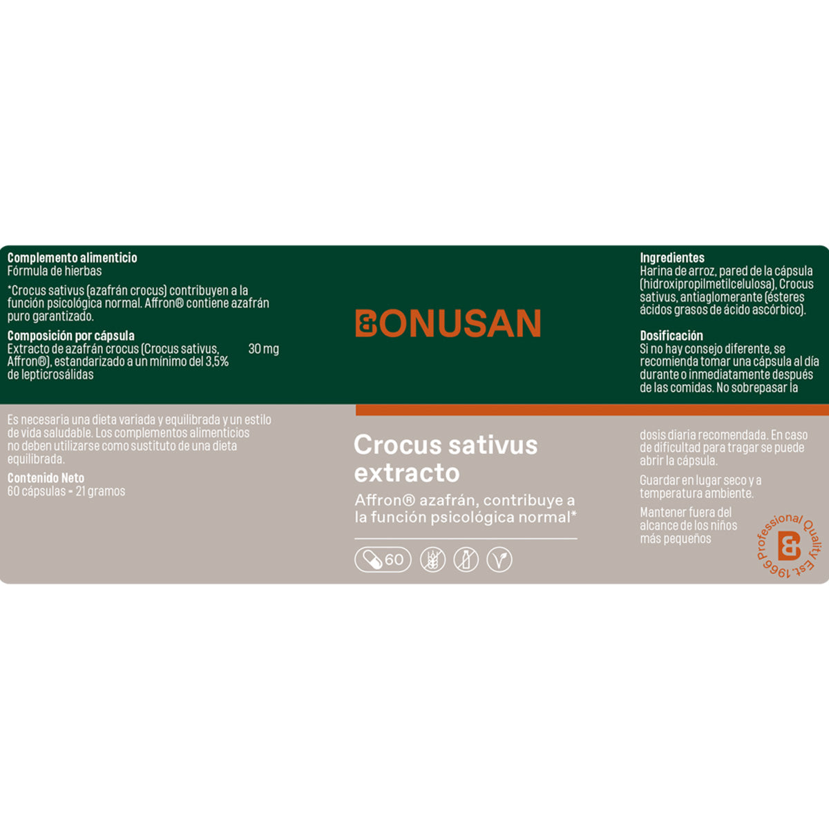 Crocus sativus-extract Bonusan 60 capsules