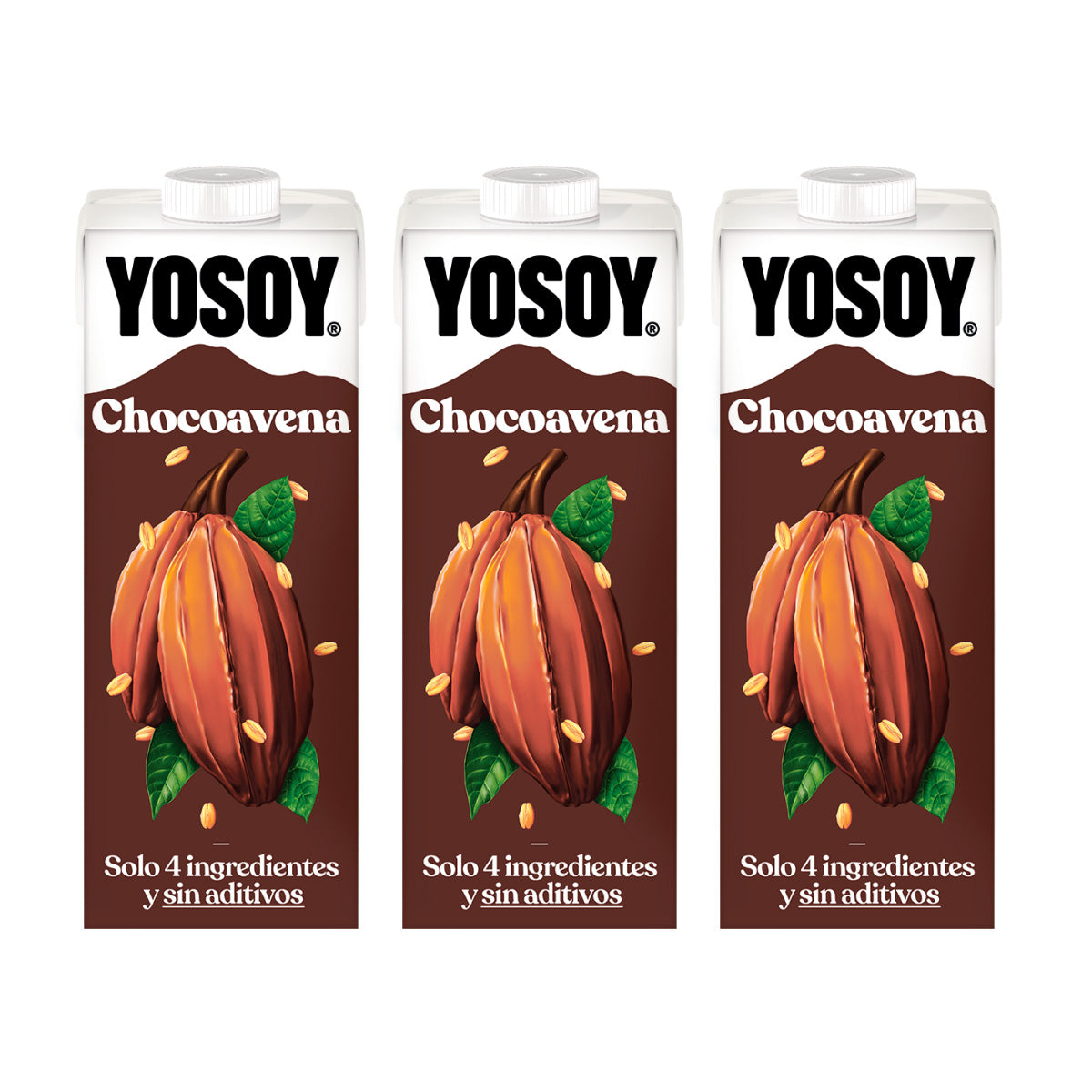 Confezione da 3 bevande al cioccolato e avena YOSOY 200 ml