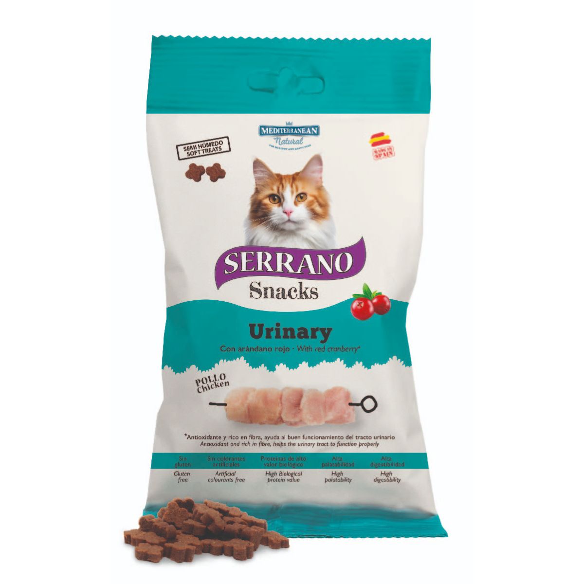 Serrano Snacks Urinary al pollo con mirtillo rosso per gatti 50 g