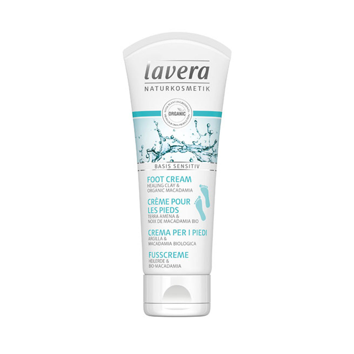 Crema per i piedi Basis Sensitive con olio di macadamia e argilla Lavera 75 ml