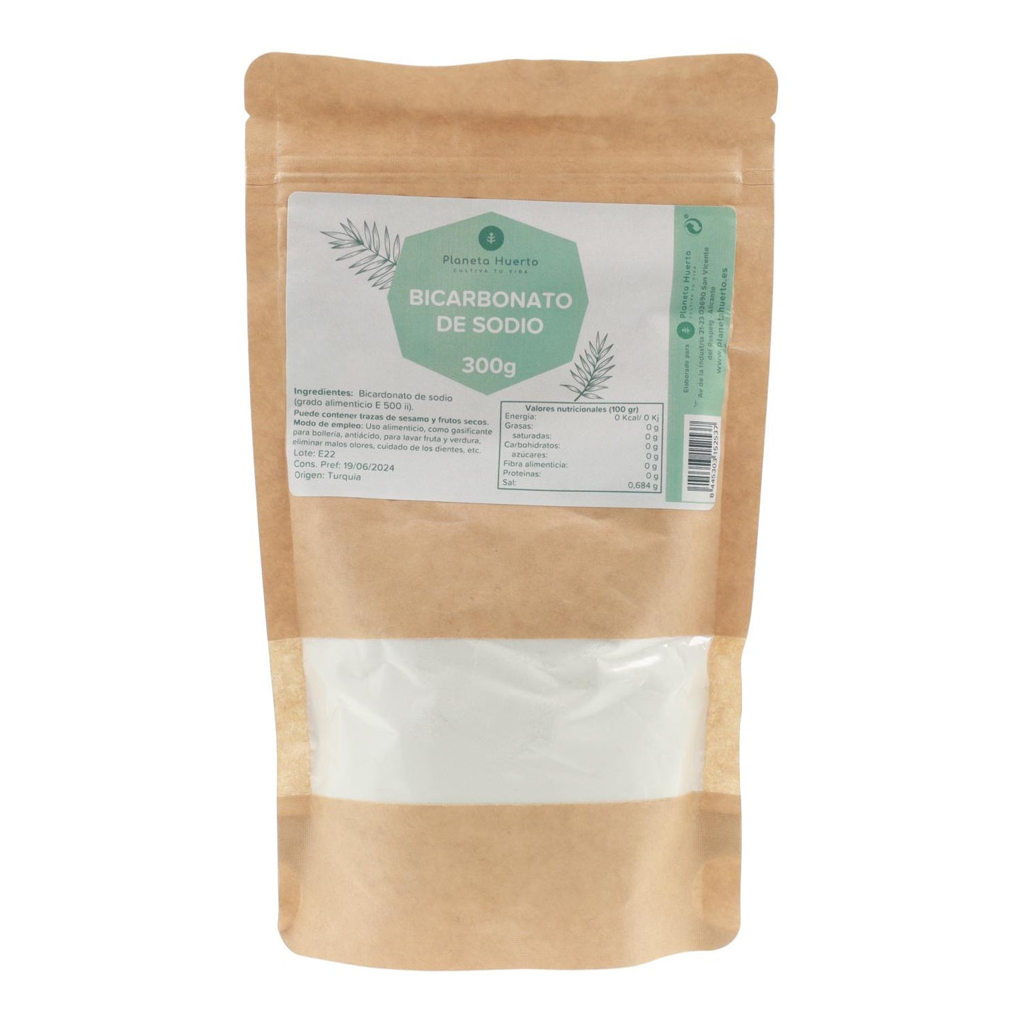 Bicarbonate de sodium de qualité alimentaire ECO Planeta Huerto 300 g