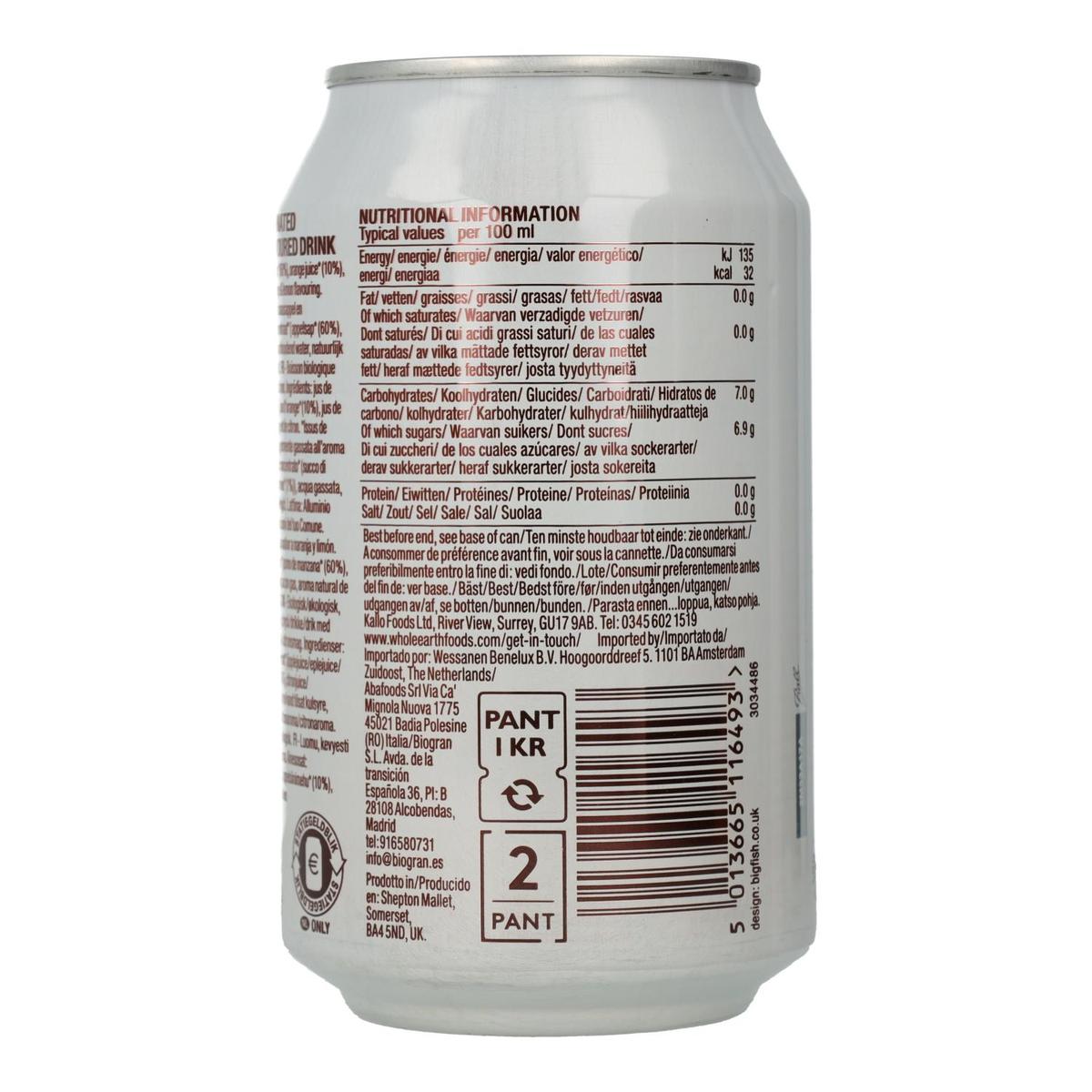 6er-Pack Bio-Erfrischungsgetränk Orange und Zitrone, 330 ml. Whole Earth