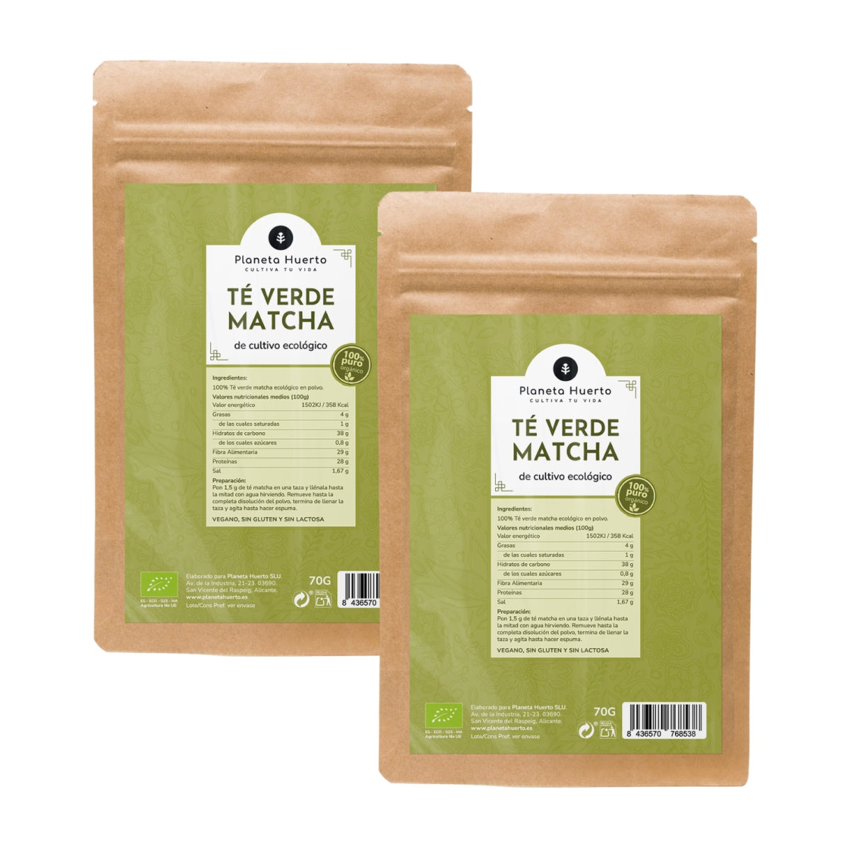 Confezione 2x Tè Matcha in polvere ECO Planet Orchard 70 g