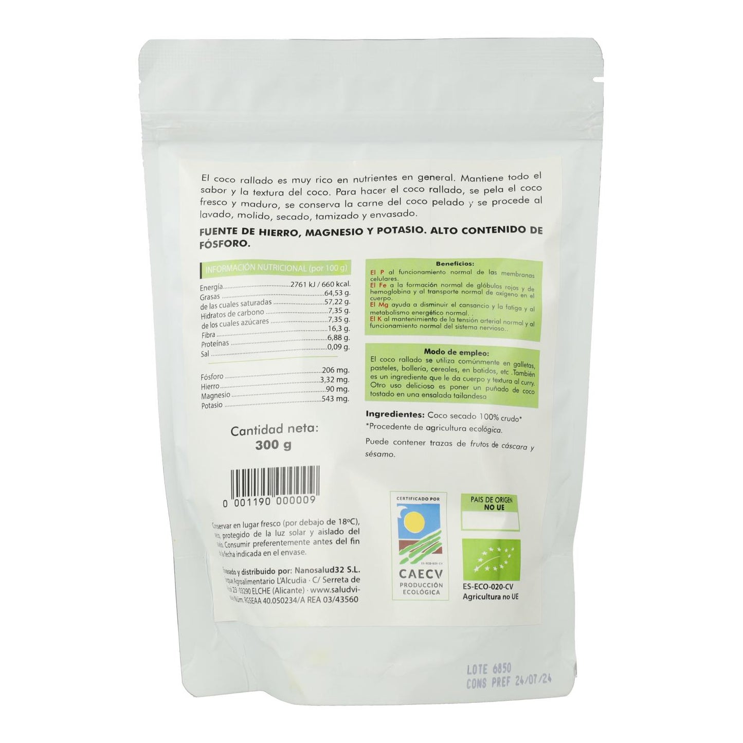 Salud Viva organic grated coconut 300 g