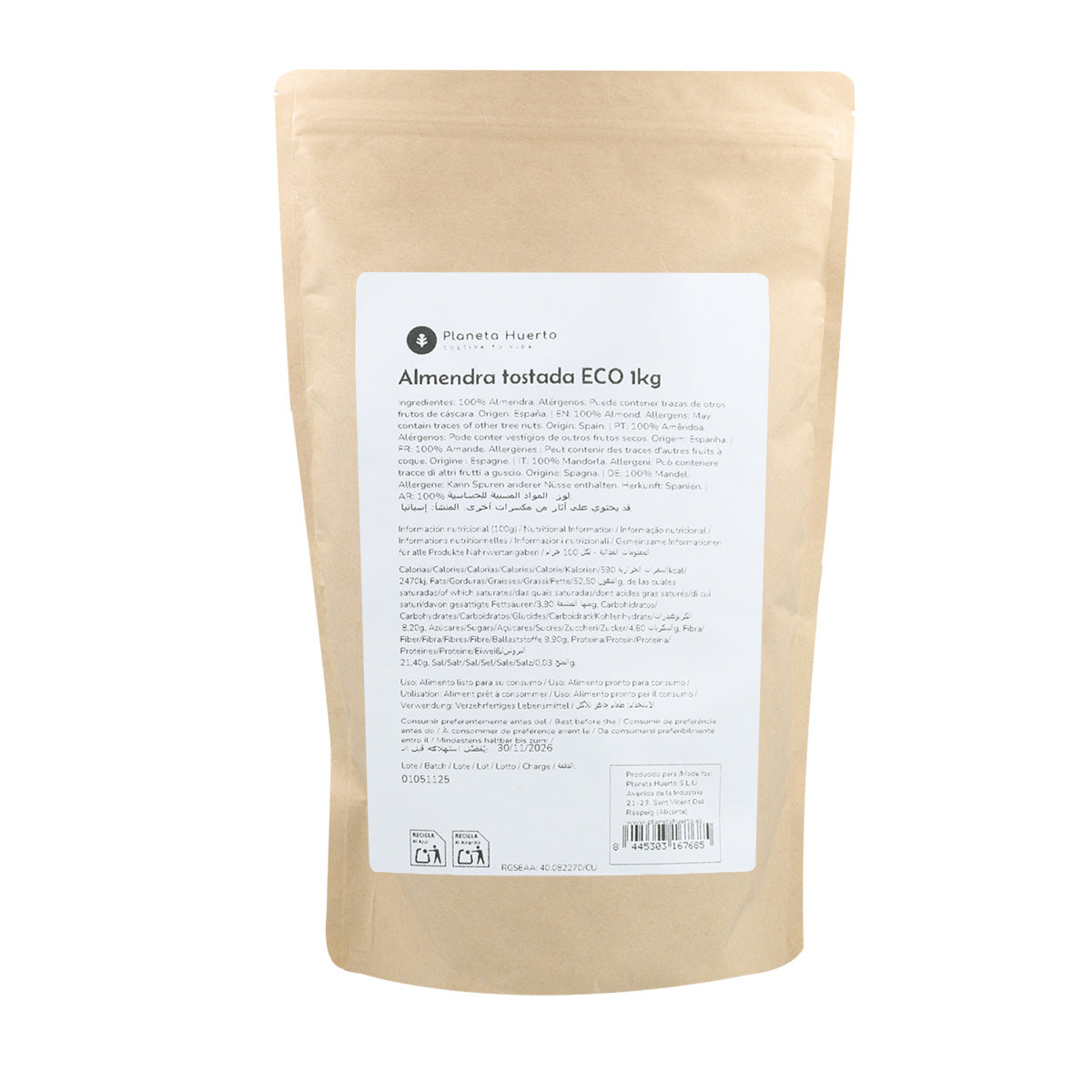 Rostade mandlar med skal ECO Planeta Huerto 1 kg