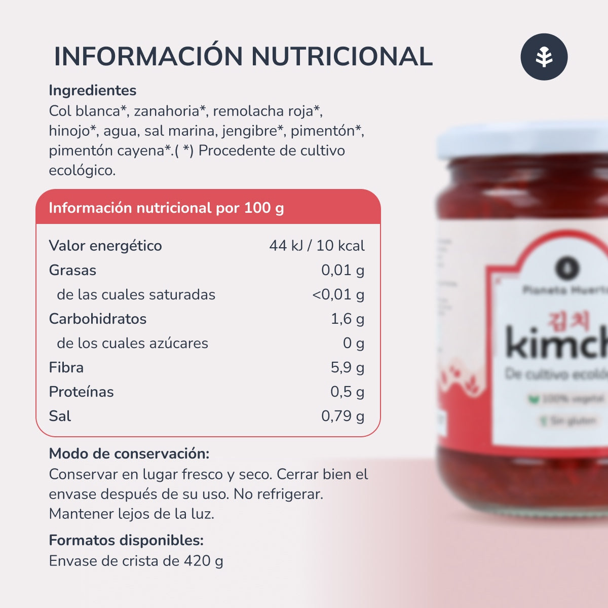 Packen Sie 3x Kimchi ECO Planeta Huerto 420g