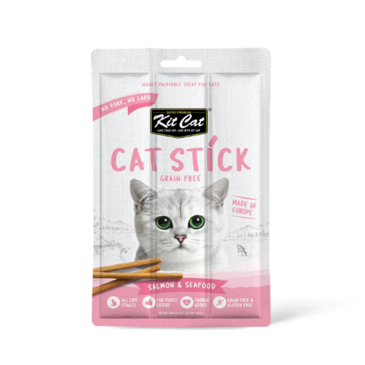 Kit Cat Cat Stick – Lachs & Meeresfrüchte 15 g Halbfeuchter Snack für Katzen