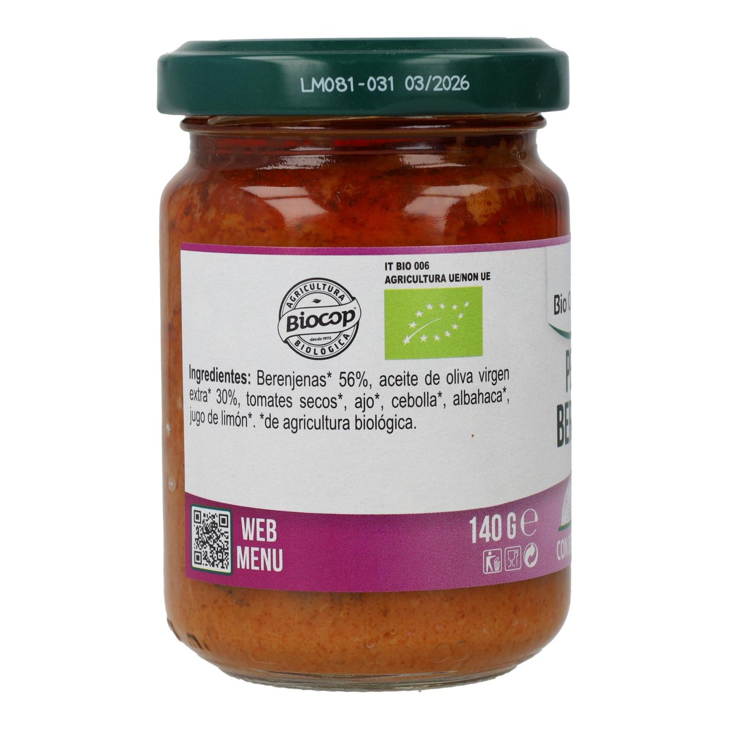 Veganistische auberginepesto Bio Organica Italia 140 g
