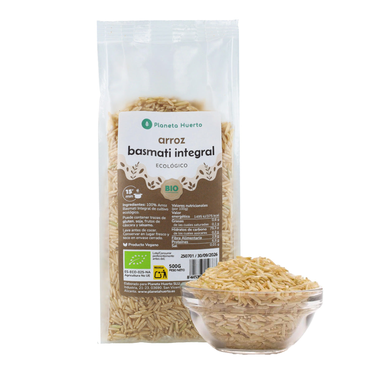 Confezione 2 x 500 g Riso Basmati integrale ECO Planet Garden 500 g