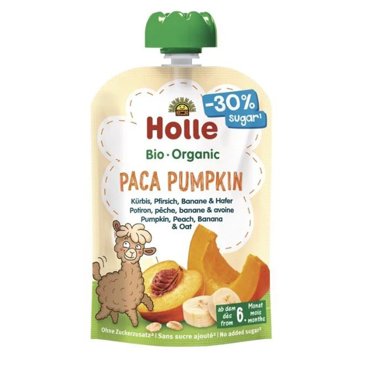 Ekologisk smoothie med pumpa, persika, banan och havre (från 6 månader) PACA PUMPKIN Holle 100 g